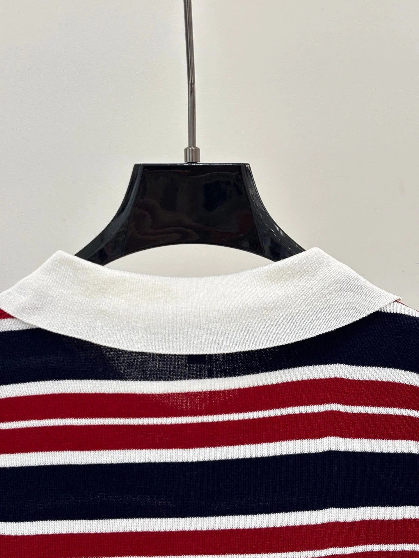 Chanel 2026 Striped Vest With Double C Logo Red White Blue Wool 394731