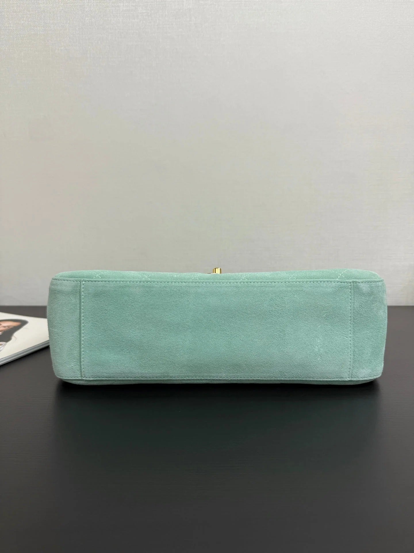 CC 2026 Flap Bag 34cm Mint Green Suede Leather