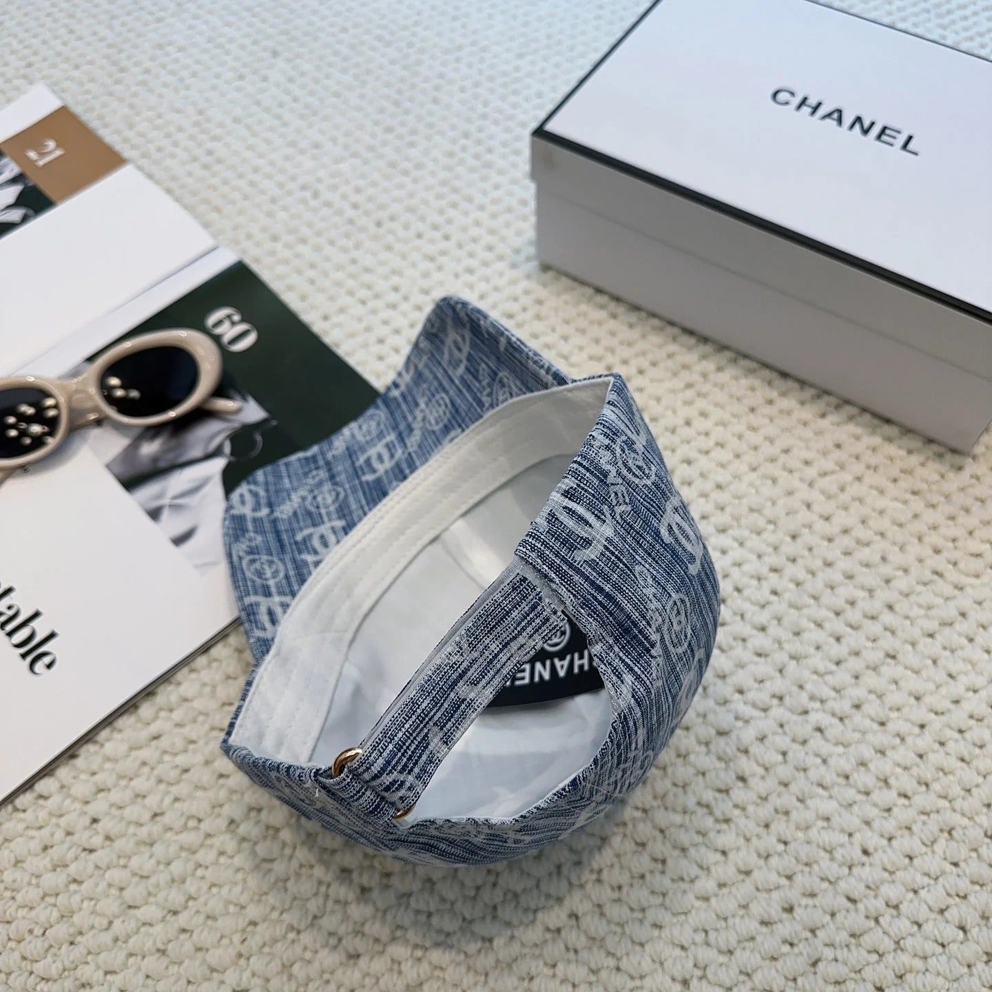 Chanel Baseball Cap With Blue Denim Pattern 297663