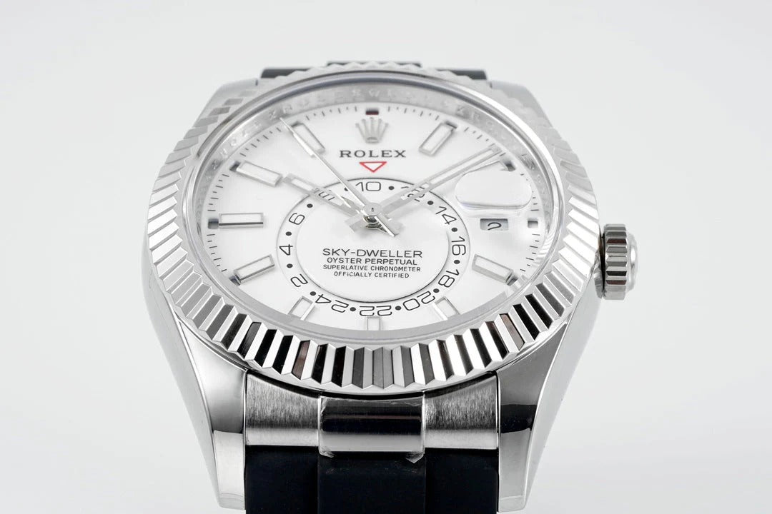 Rolex Sky-Dweller 42mm Stainless Steel Case White Dial Rubber Strap