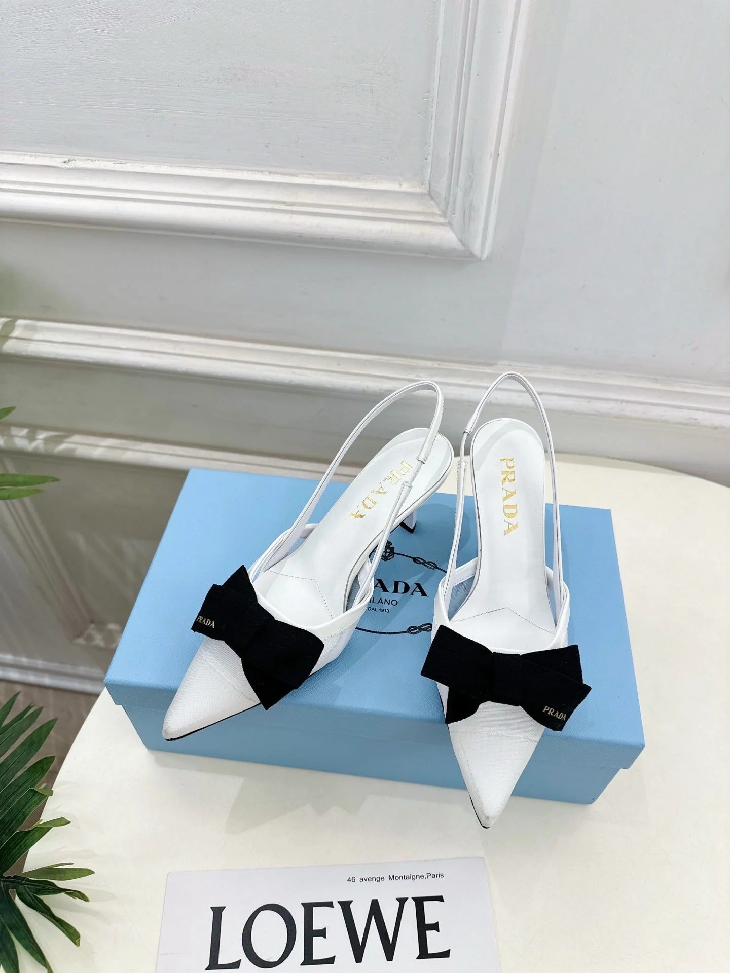 PRA 26S Pointed-Toe Slingback 75 White Mesh Sheepskin 631962