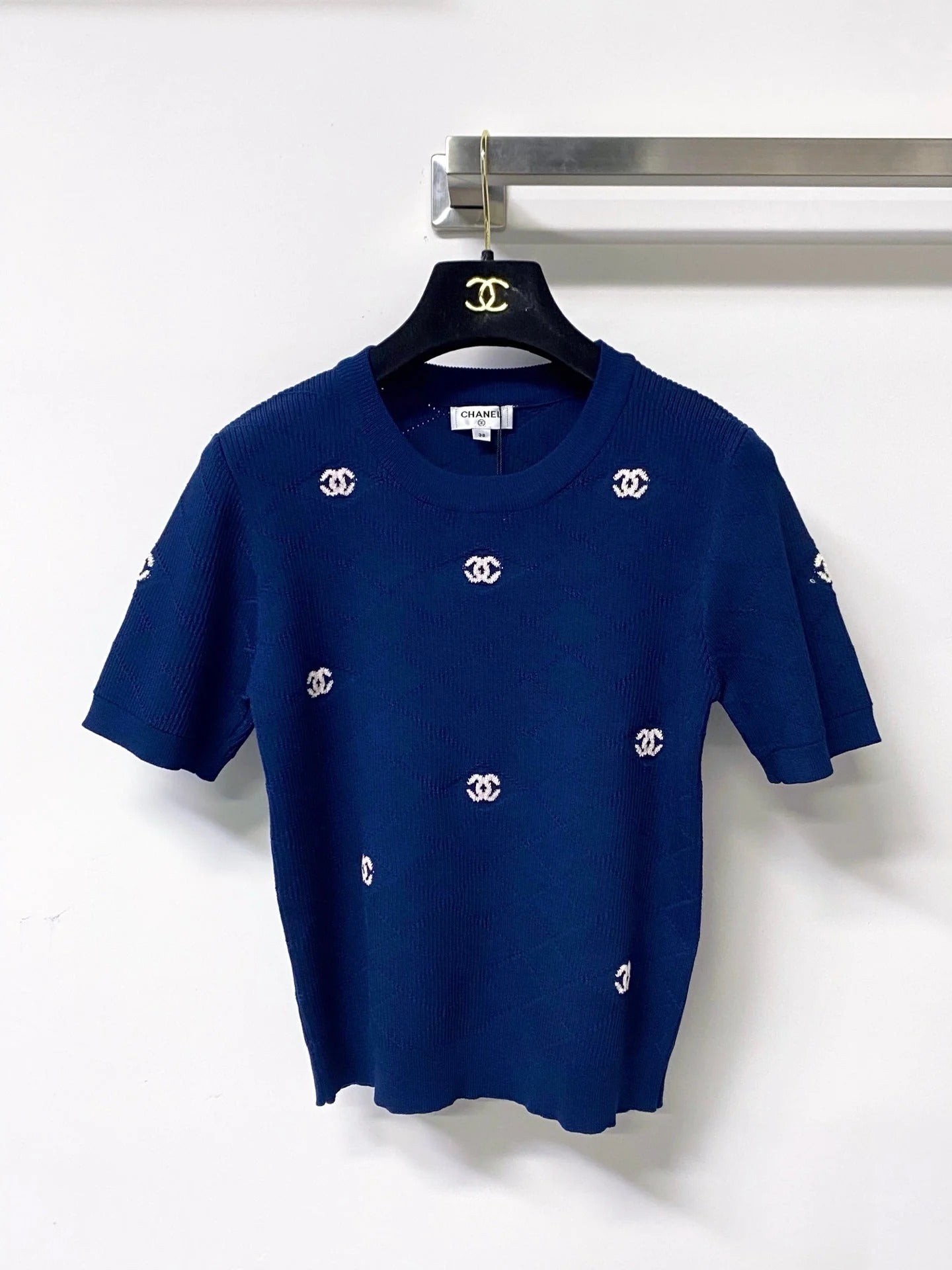 Chanel 2026 Short-Sleeve Shirt White Logo Wool 310325