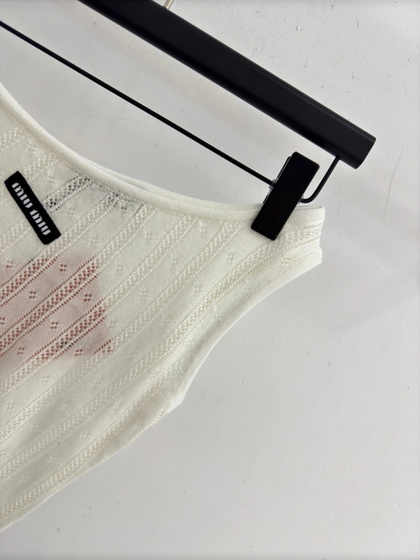 Miumiu 2026 Off-shoulder Hollowed-out Knit Camisole Wool 445545