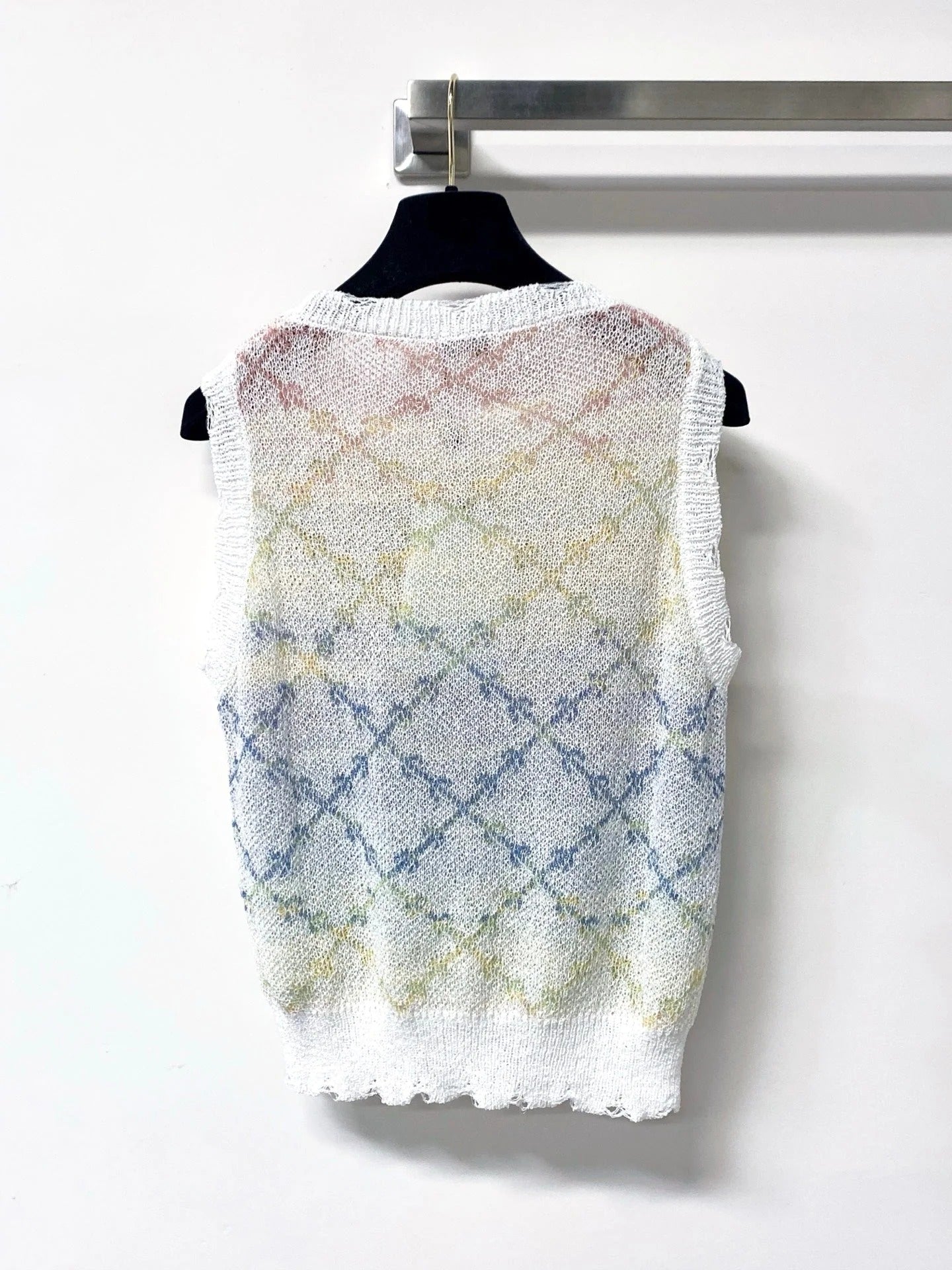 Chanel 2026 White And Multicolored Knit Tank Top Wool 439844