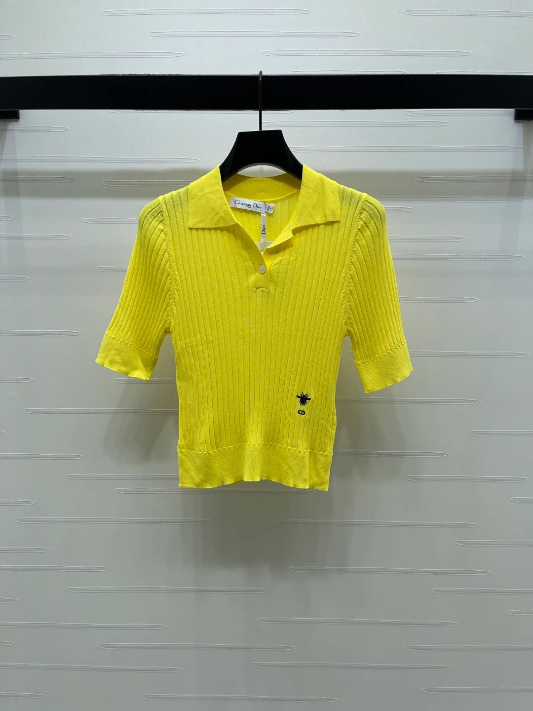 Dior 2026 Slim Fit Collared Knit Short-Sleeve Shirt Wool