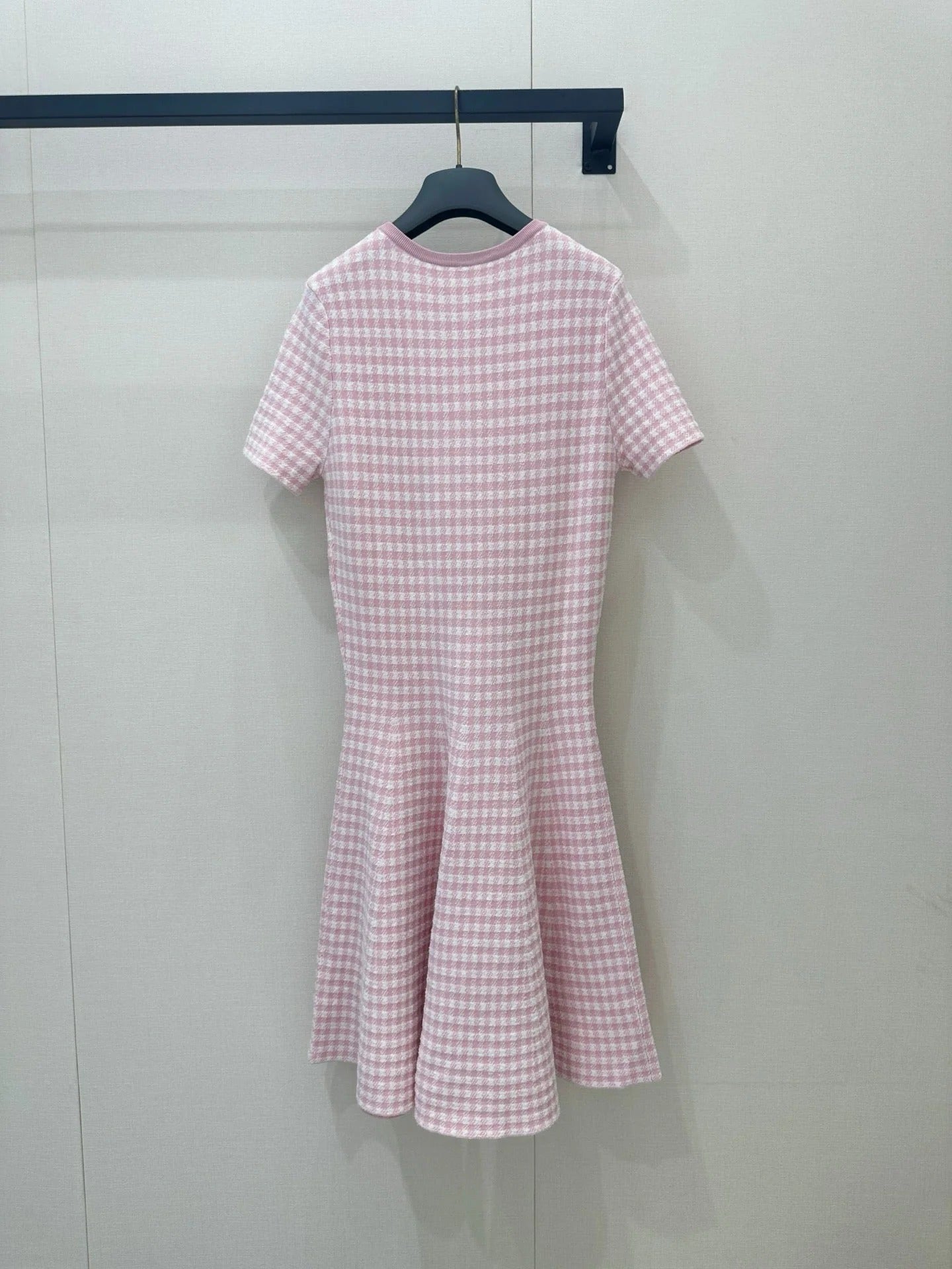 Dior 2026 Checkered Knit Dress Pink Cotton 392531