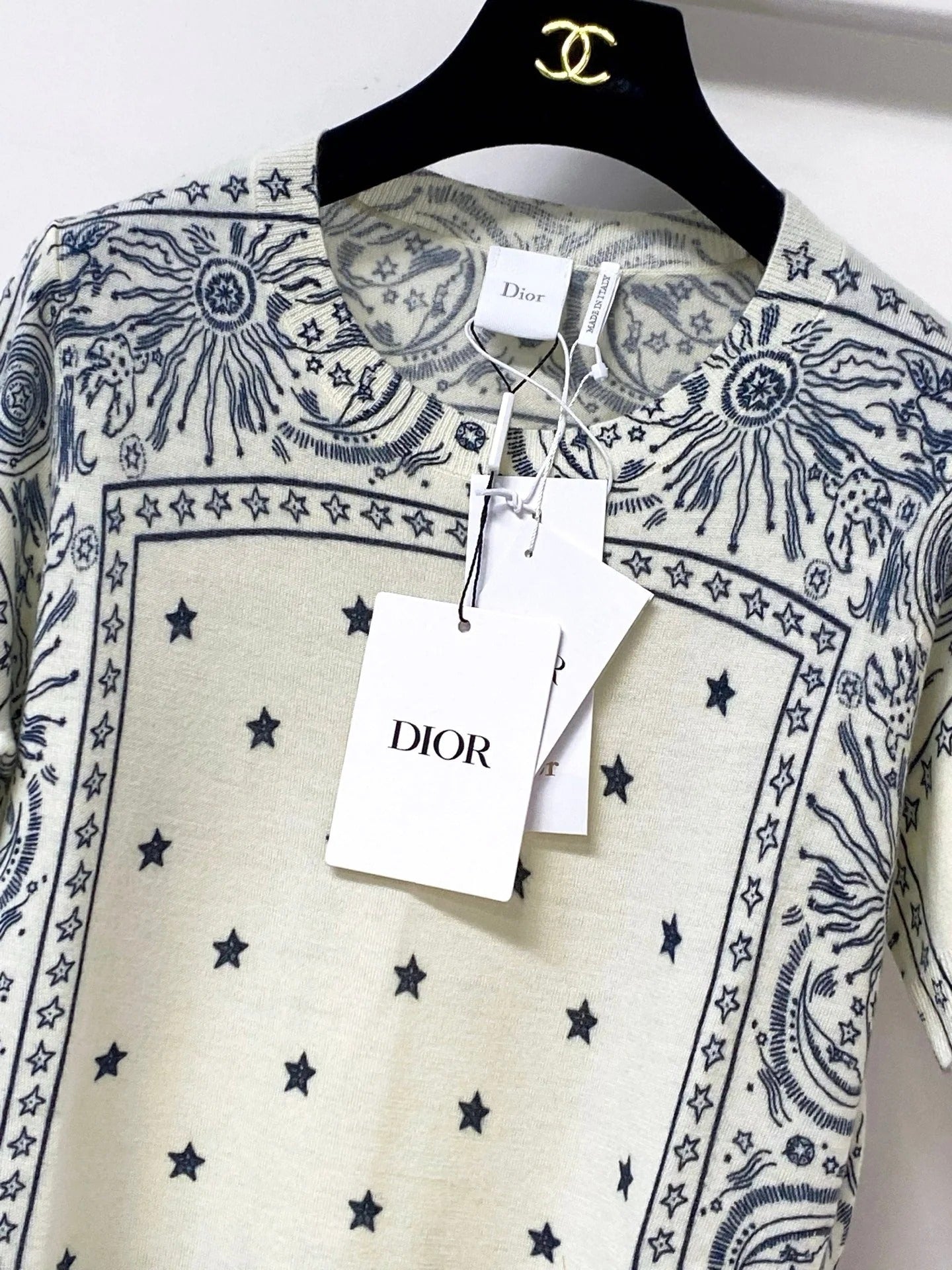 Dior 2026 Color-Blocked Knit Short-Sleeve Top Wool 463380