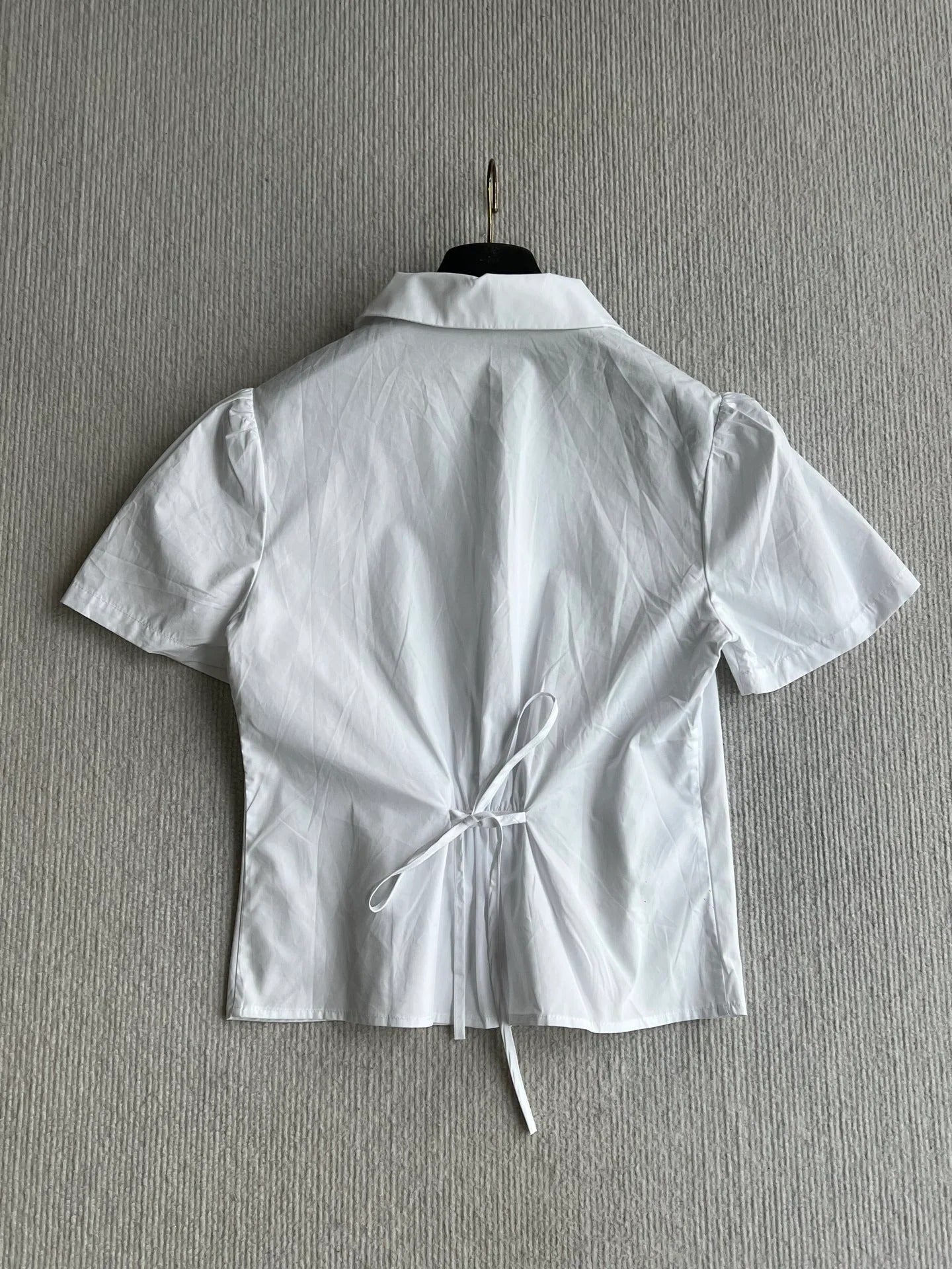 Prada 2026 Preppy Style White Short-Sleeve Shirt White Cotton
