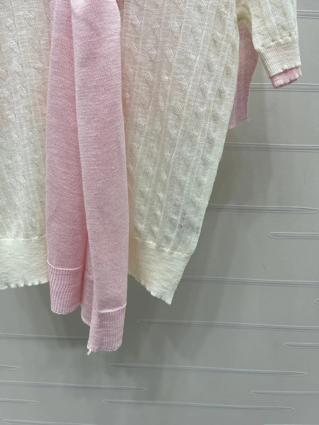 Miumiu 2026 Shawl Striped Knit Short Sleeve Tencel 397433