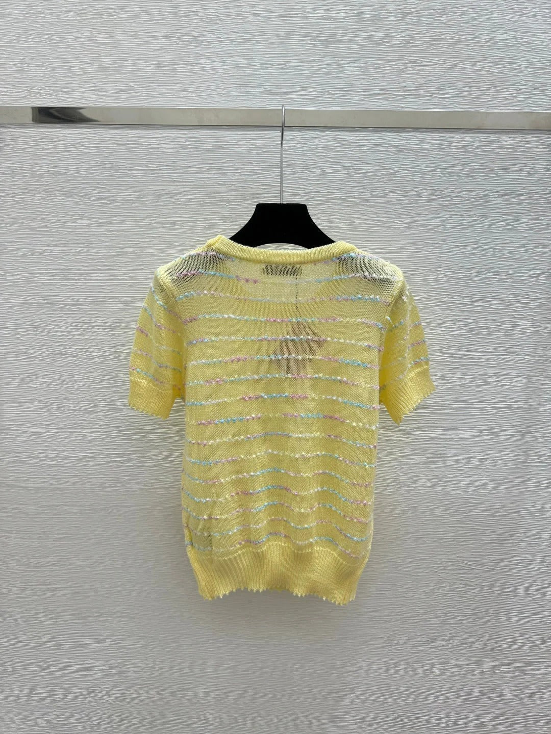 Miumiu 2026 Colorful Striped Knit Short-sleeved Top Wool Polyester 397172