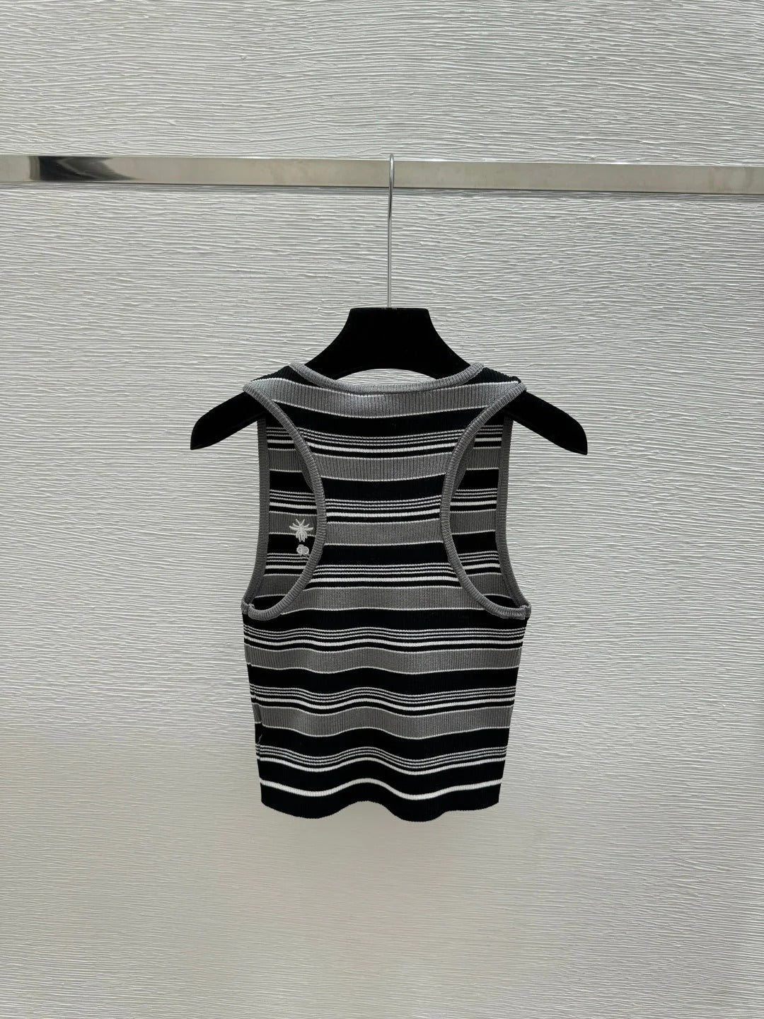 Dior 2026 Striped Crew Neck Knitted Vest Grey Black Wool 452202
