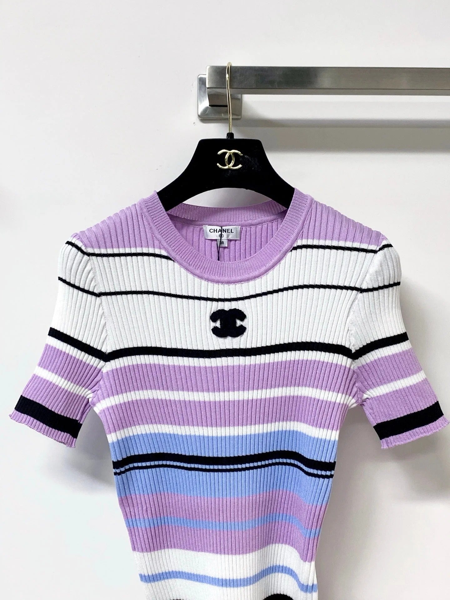Chanel 2026 Strips Short-Sleeve Shirt Acrylic 278214