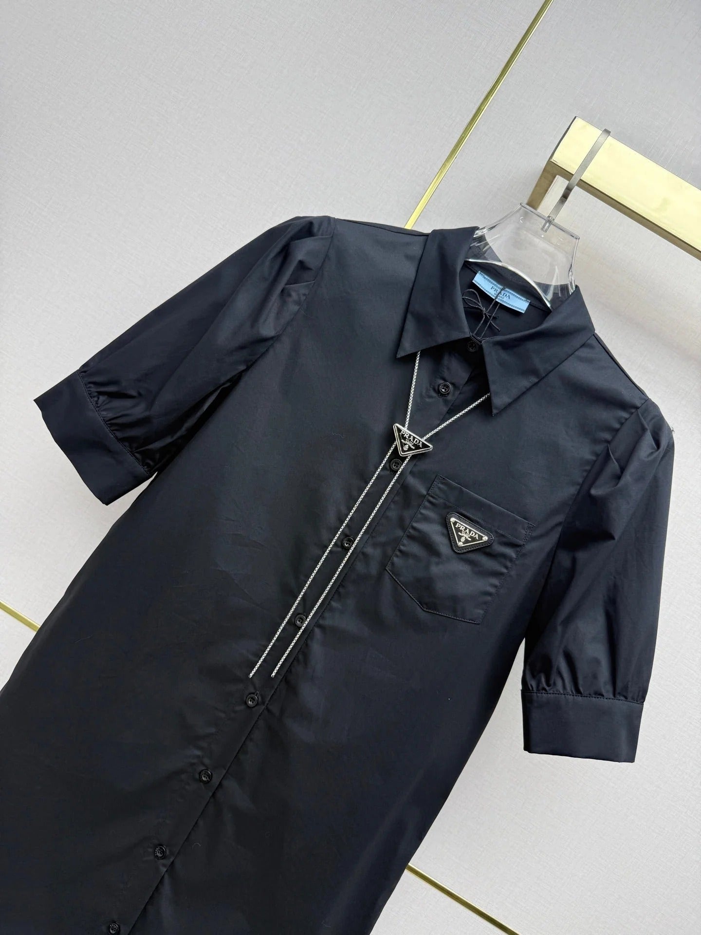Prada 2026 Puff Sleeve Shirt Dress Cotton 396892