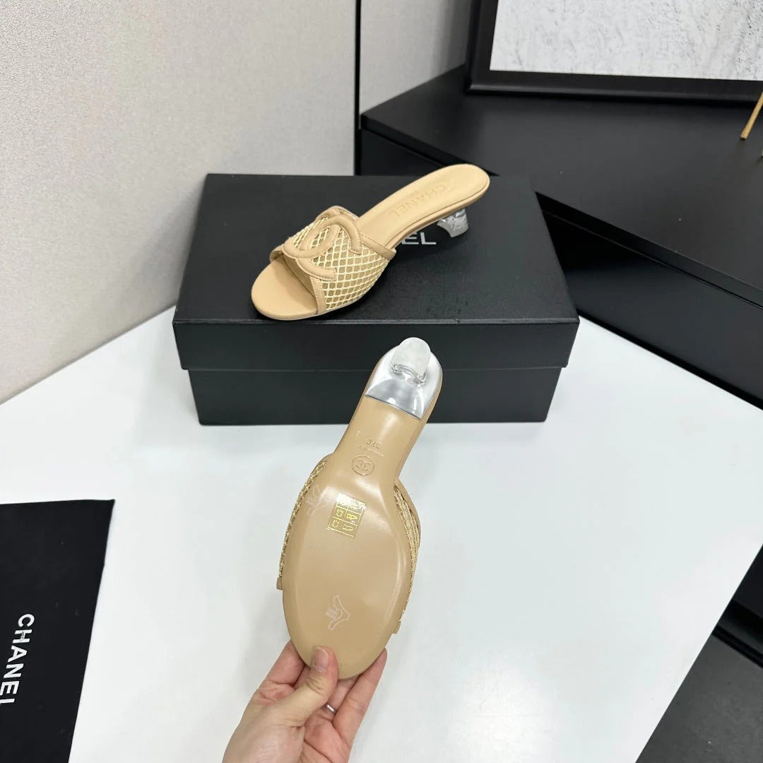 Chanel 2026 Transparent Spool Heels Leather Sheepskin Mesh 822723