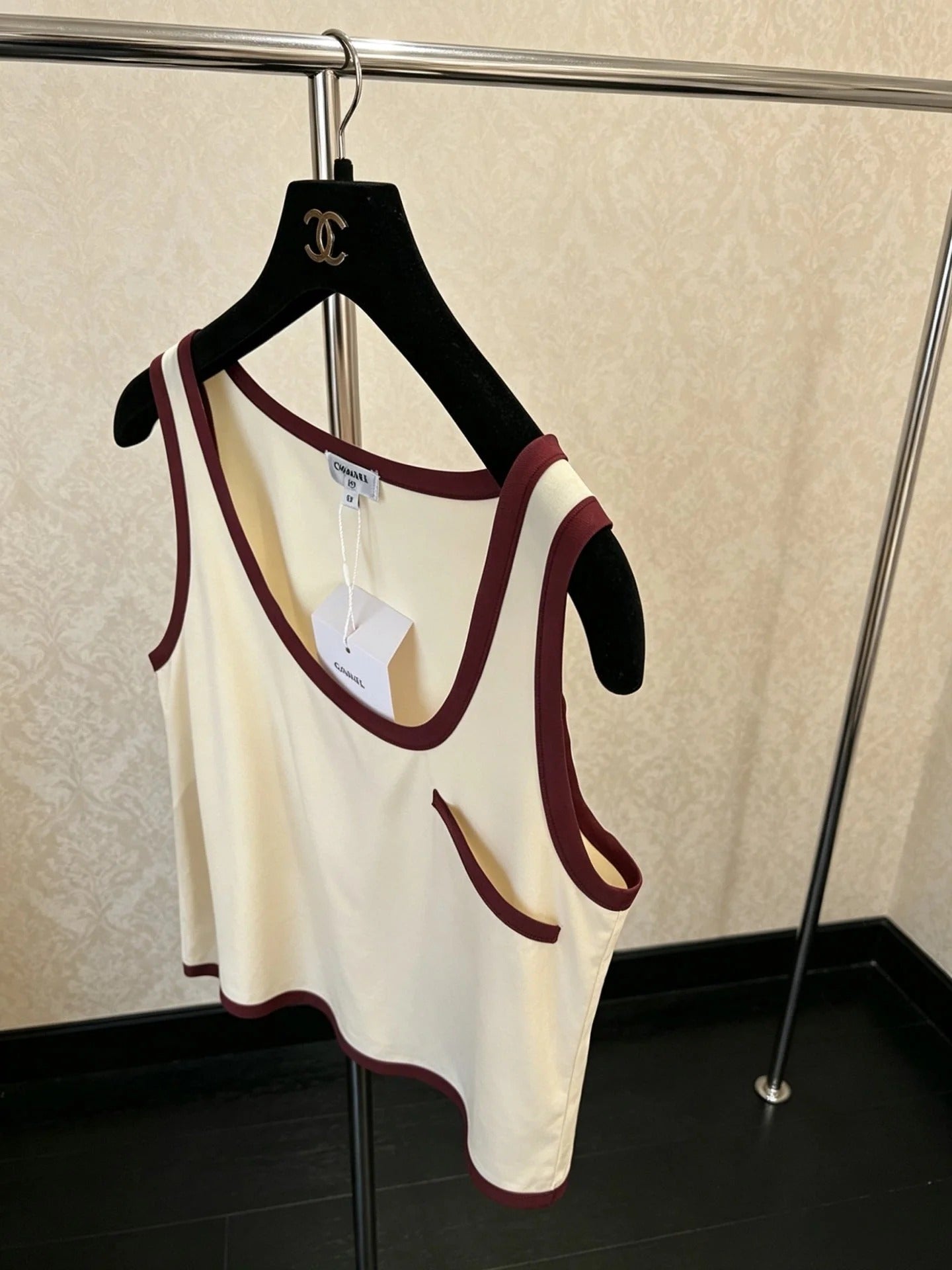 Chanel 2026 Color-Block Pocket Tank Top Light Yellow Soie Silk 300778
