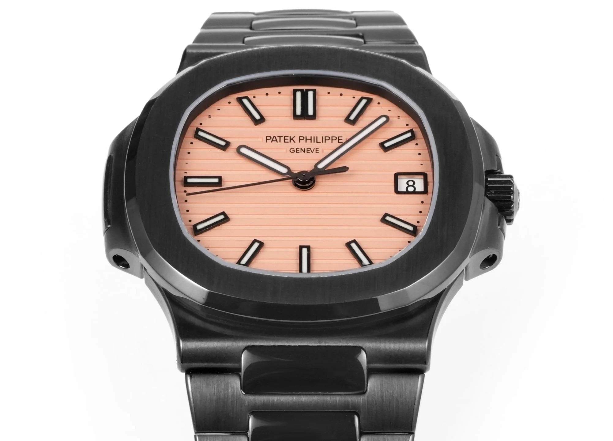 Patek Philippe Nautilus 5711 Peach Pink Dial Black Case Watch