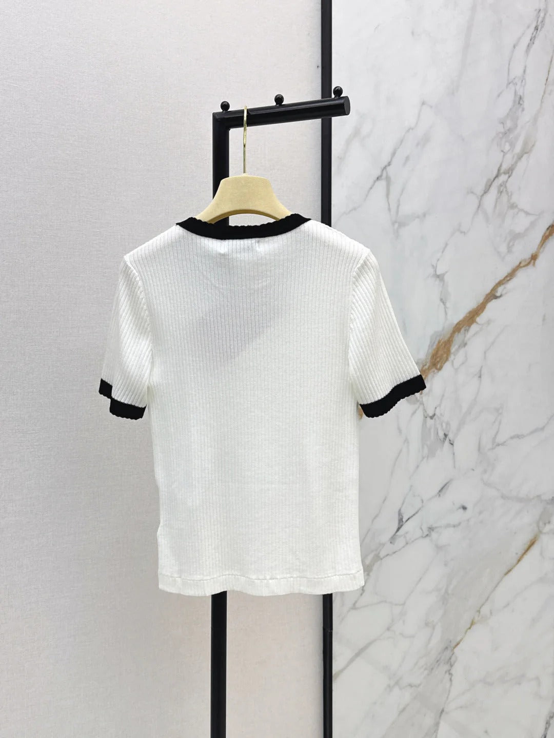 Miumiu 2026 Short-Sleeve Slim Fit White Wool 435284
