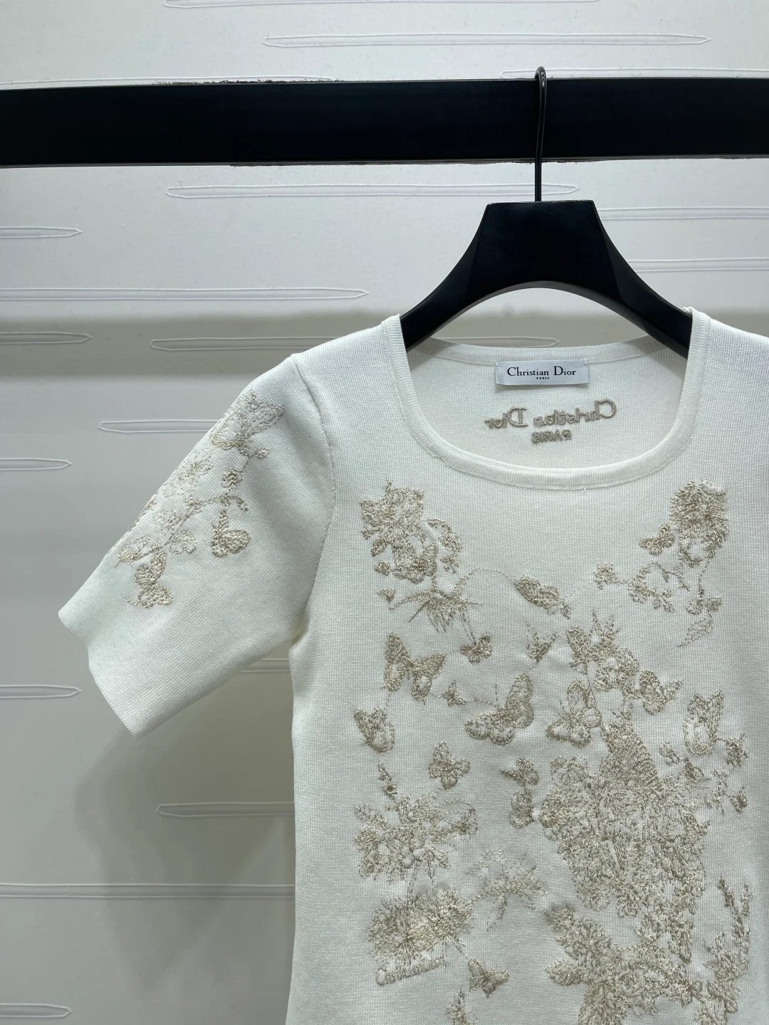 Dior 2026 Butterfly Square Neck Knit Short-sleeved Top Wool