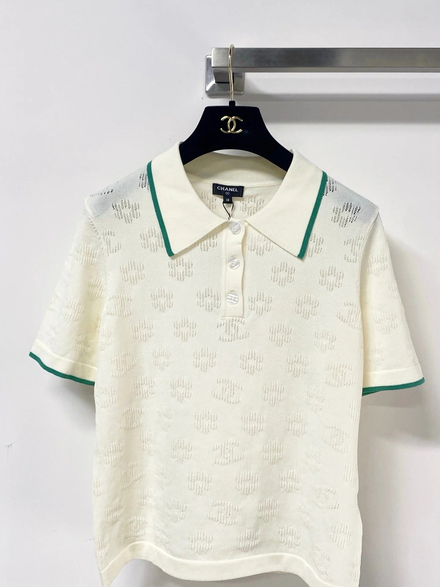 Chanel 2026 Short-Sleeve Knit Polo Shirt Cotton 479910