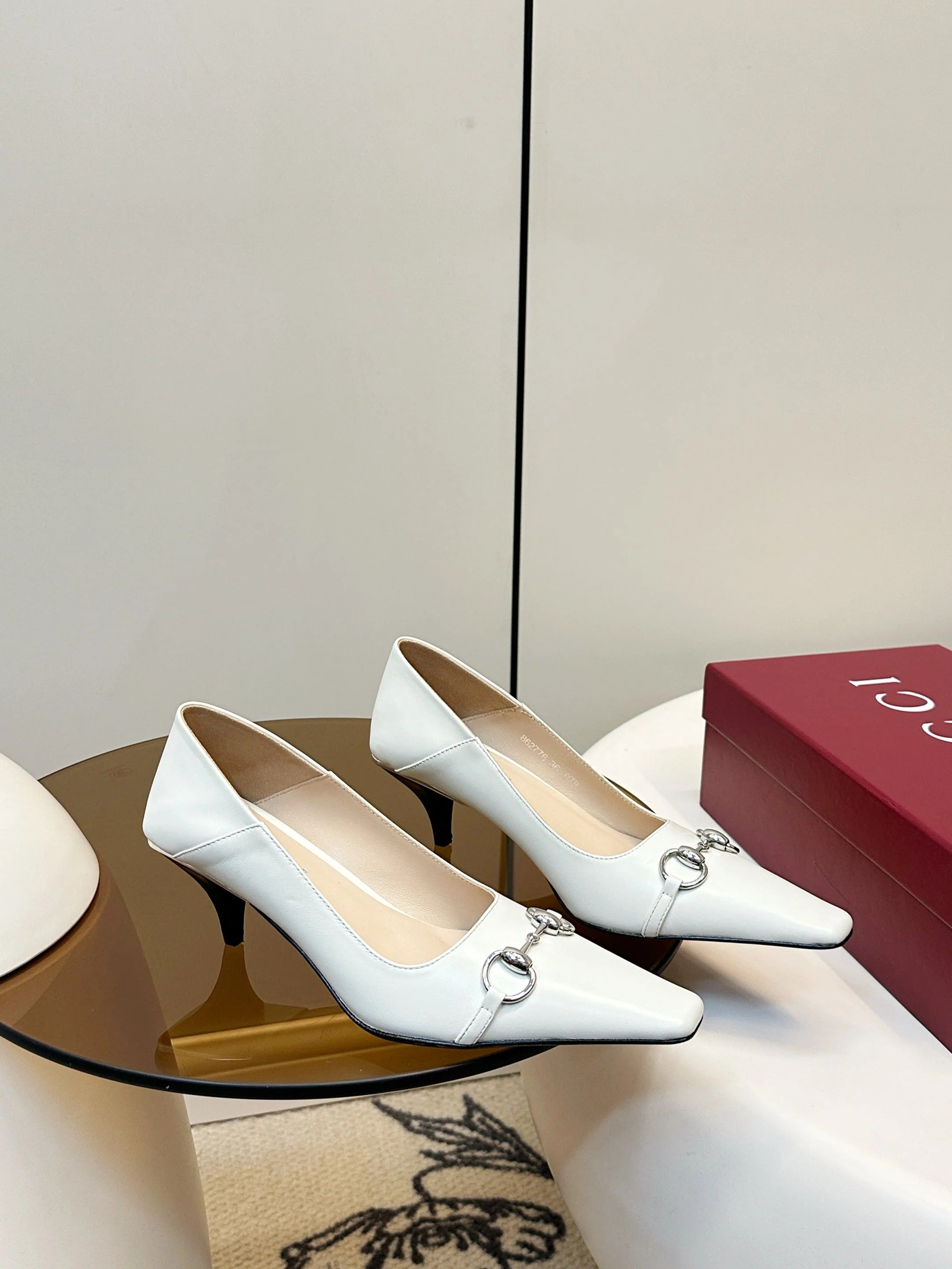 GG 26SS High Heels Pump White Calfskin 645694