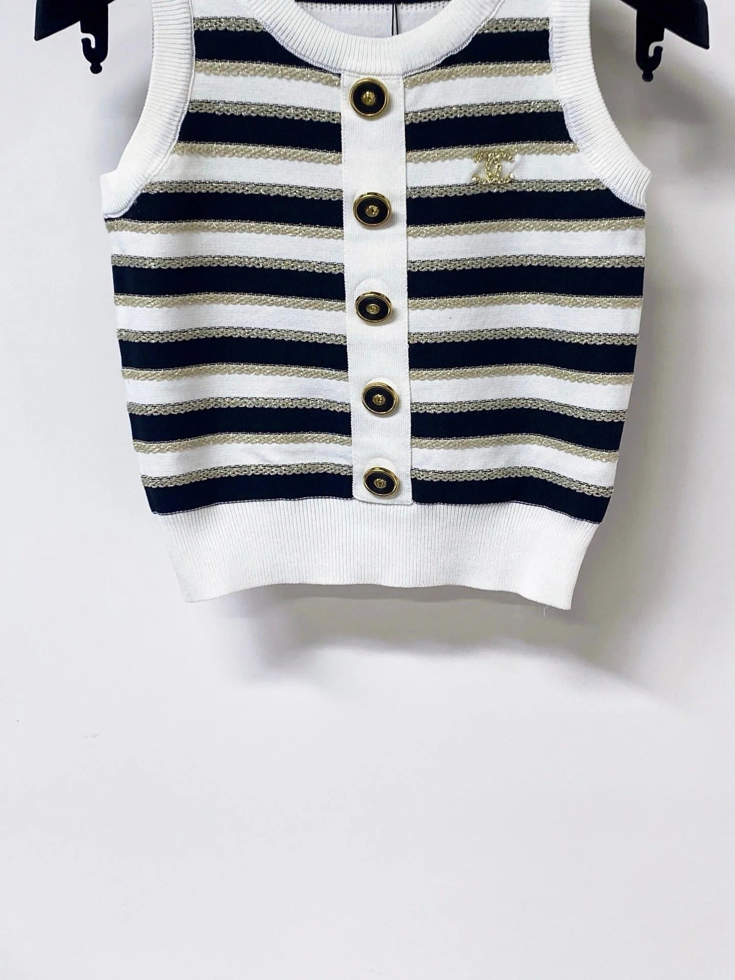 Chanel 2026 Striped Knit Vest Laine Wool 363124