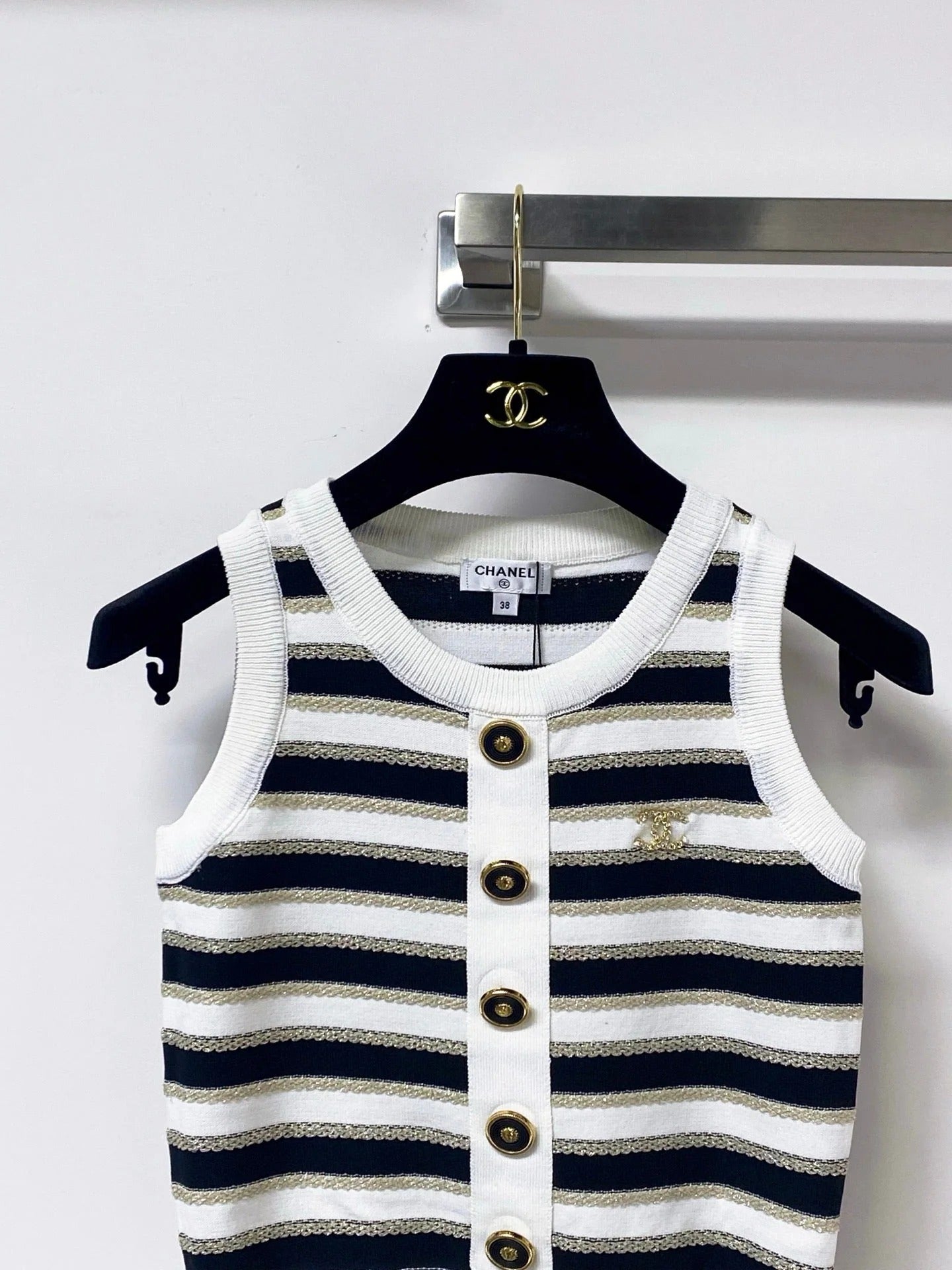 Chanel 2026 Striped Knit Vest Laine Wool 363124