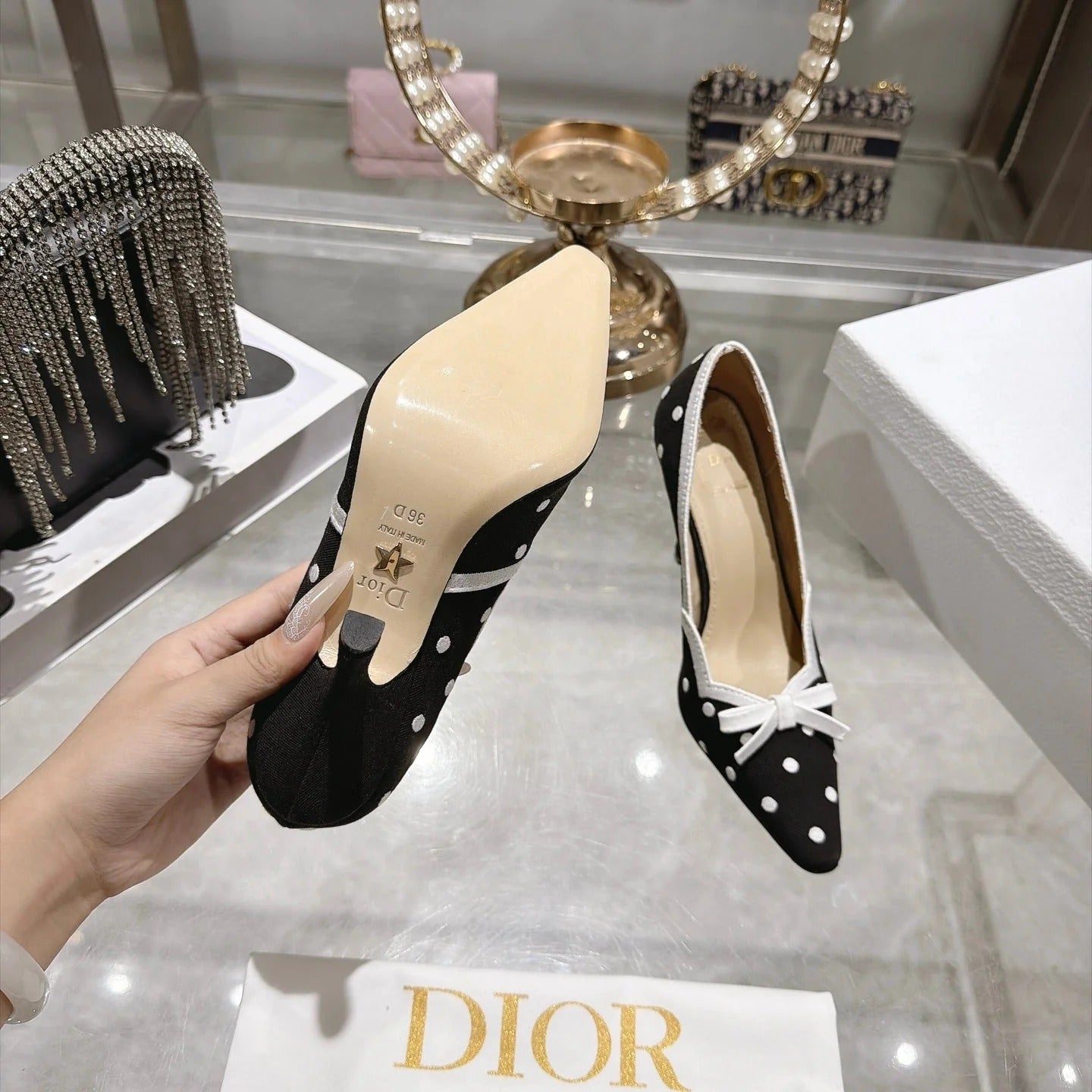 Dior 2026 Embroidered Romance Pumps 85mm Cotton 951396