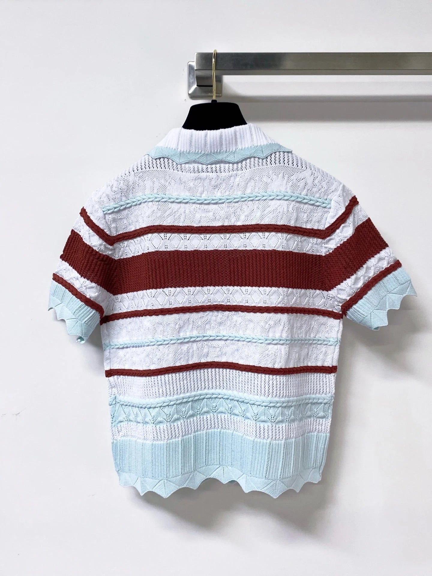 Chanel 2026 Strips Short-Sleeved Shirt Polo Tencel 380258