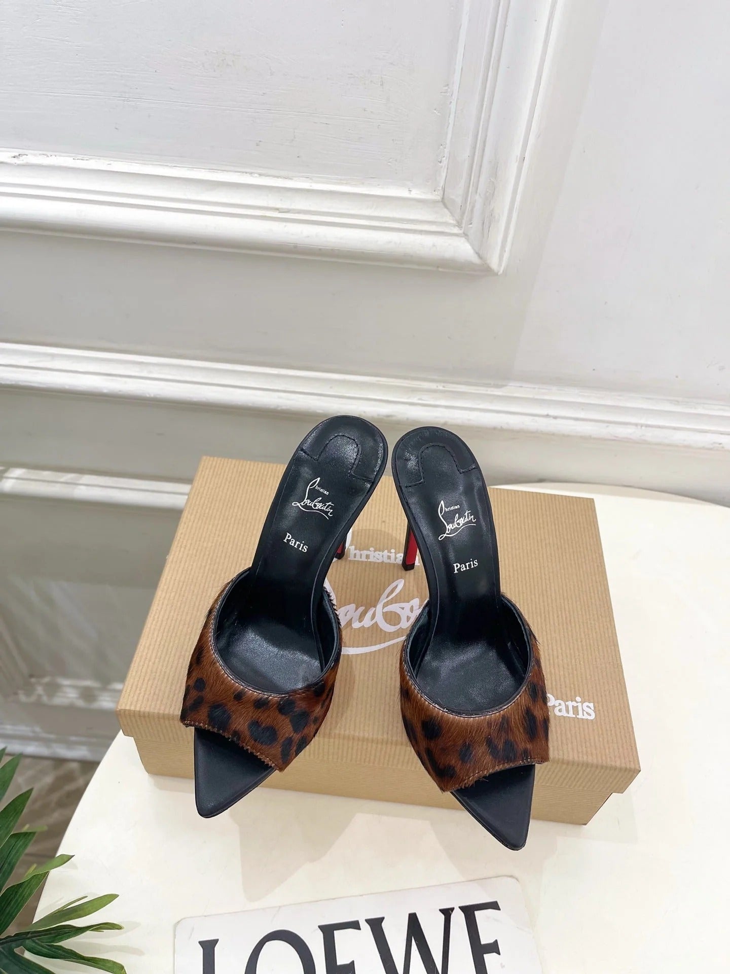CL 26SS Slingback 100 Dark Brown Black Leopard Leather 586570