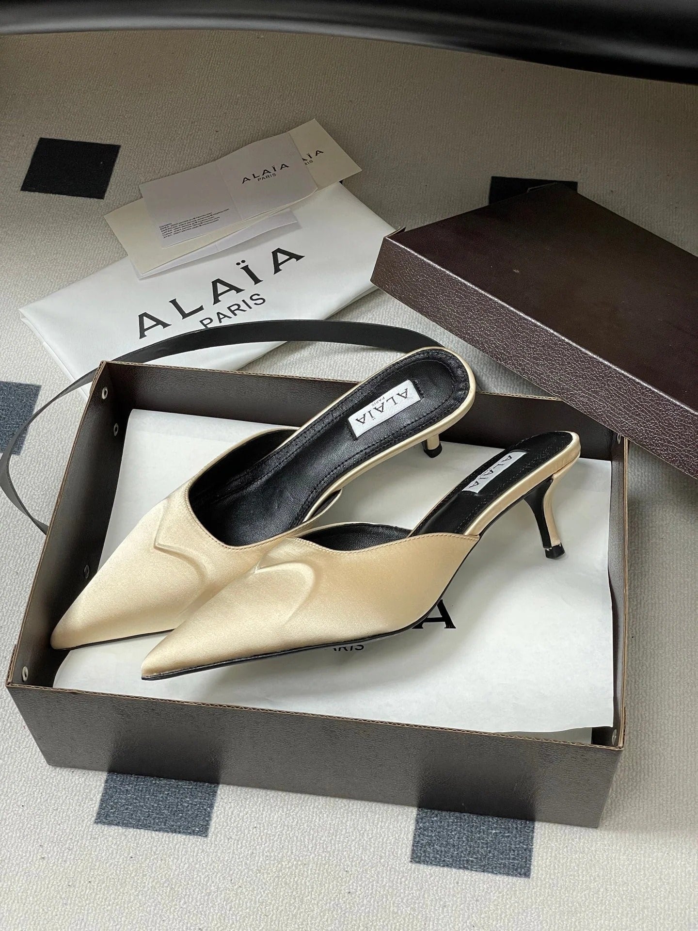 Alaia 2026 Mules 65mm Silk Satin 777415