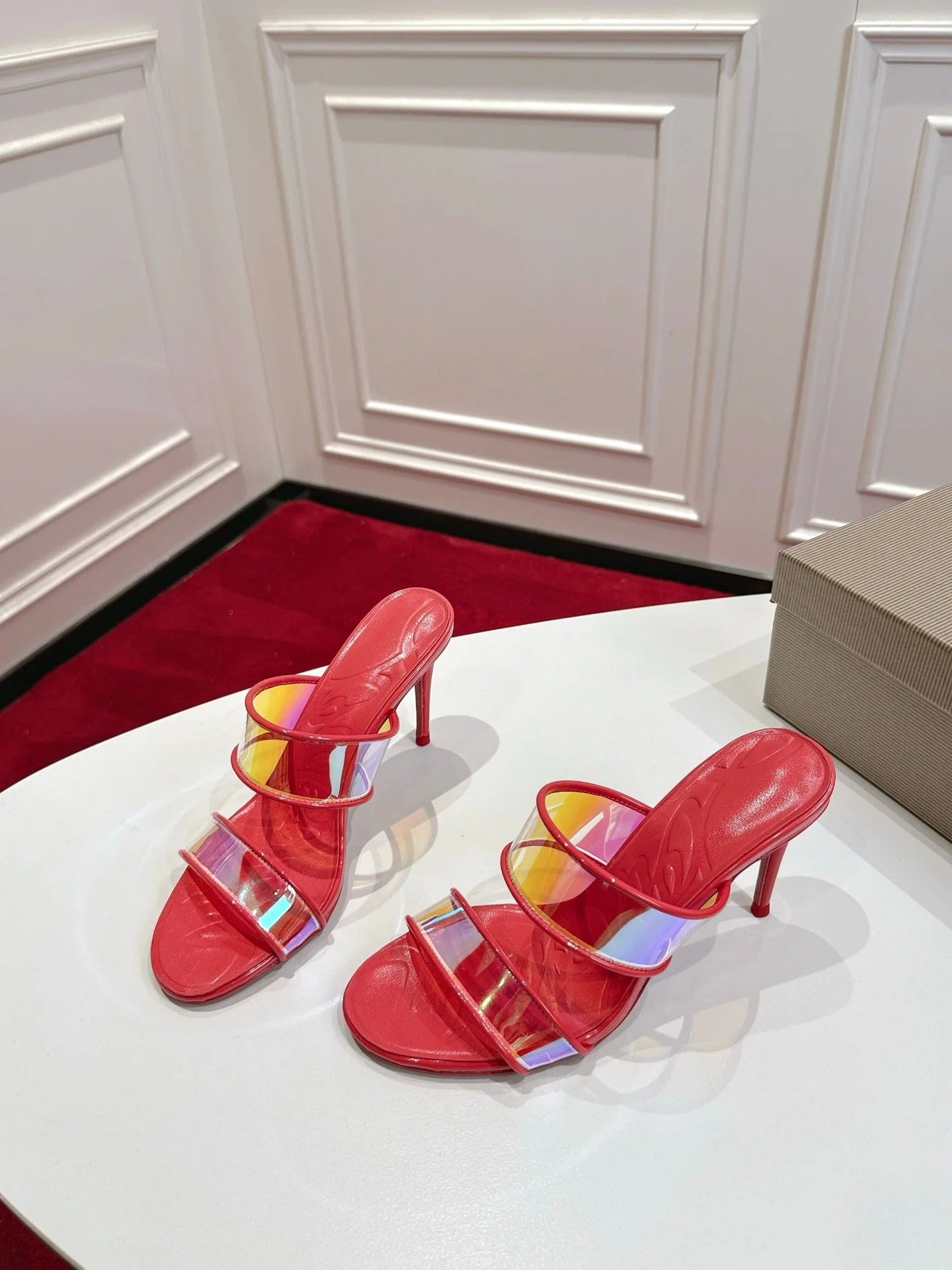Christian Louboutin 2026 Just Loubi 100mm Mules PVC Lambskin 780411