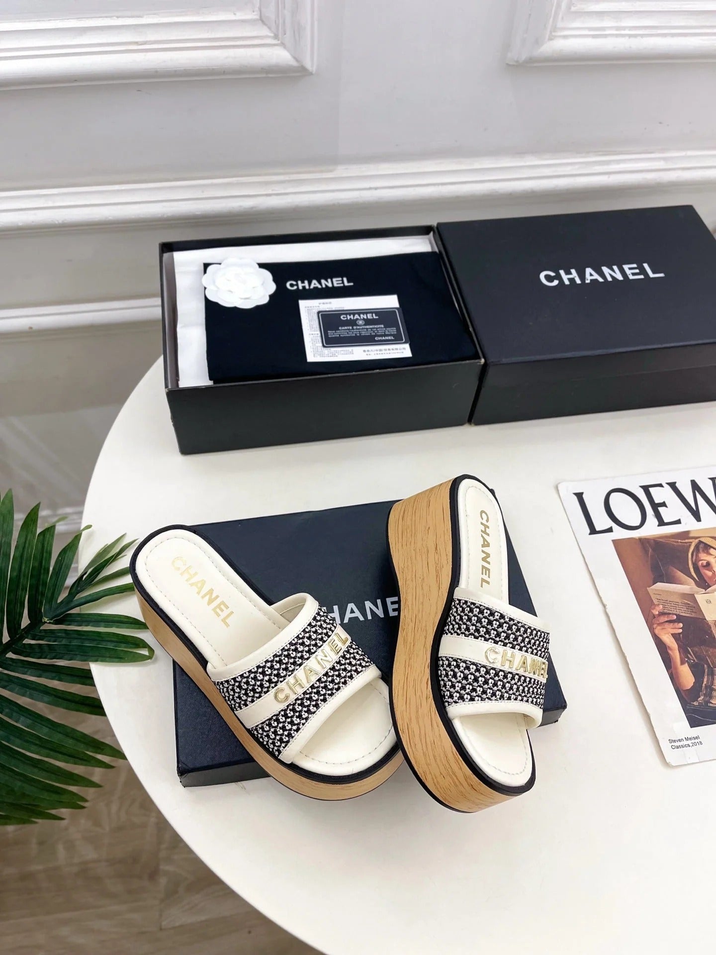 Chanel 2026 Woven Platform Slippers Sheepskin 831534