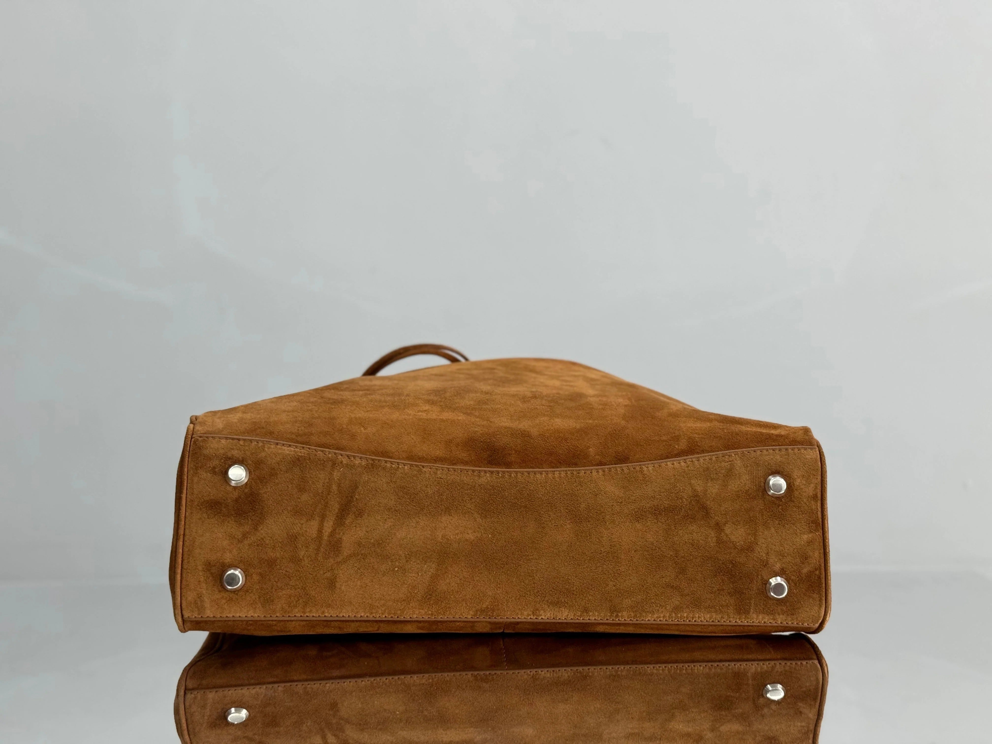 Balenciaga Large Bag 40 Camel Brown Suede Sliver Hardware