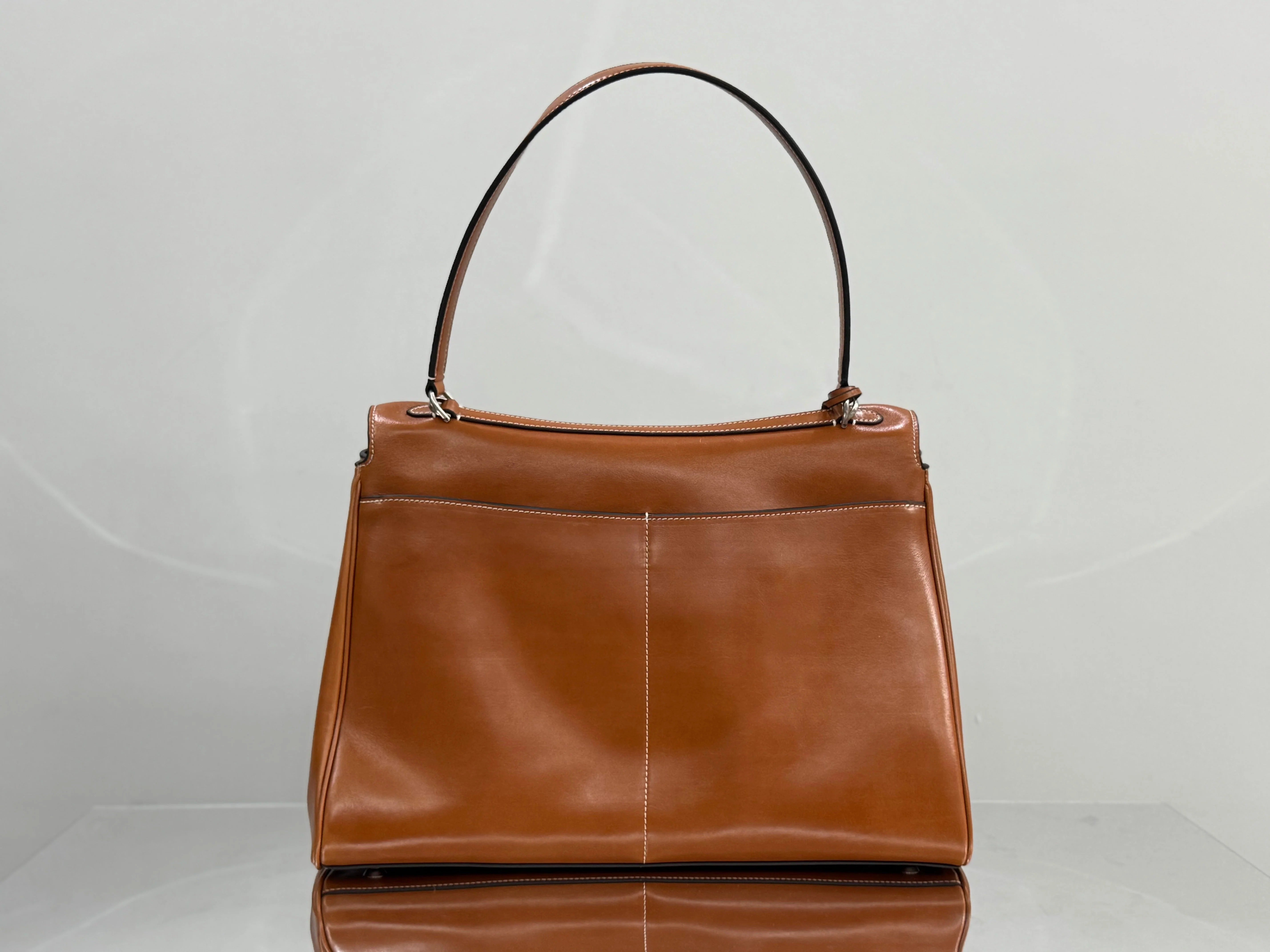 Balenciaga Large Bag 40 Camel Brown Cowhide Sliver Hardware