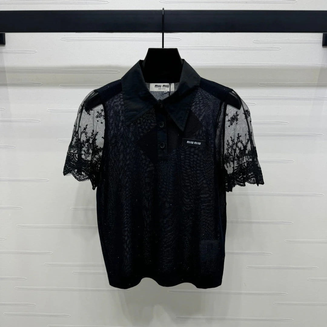 MIU 25S SEE THROUGH COLLAR SHIRT 264112