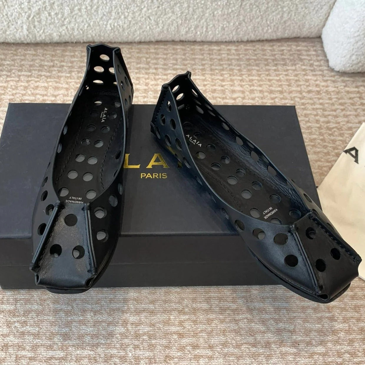 Perfo Ballet Flats In Black Calfskin