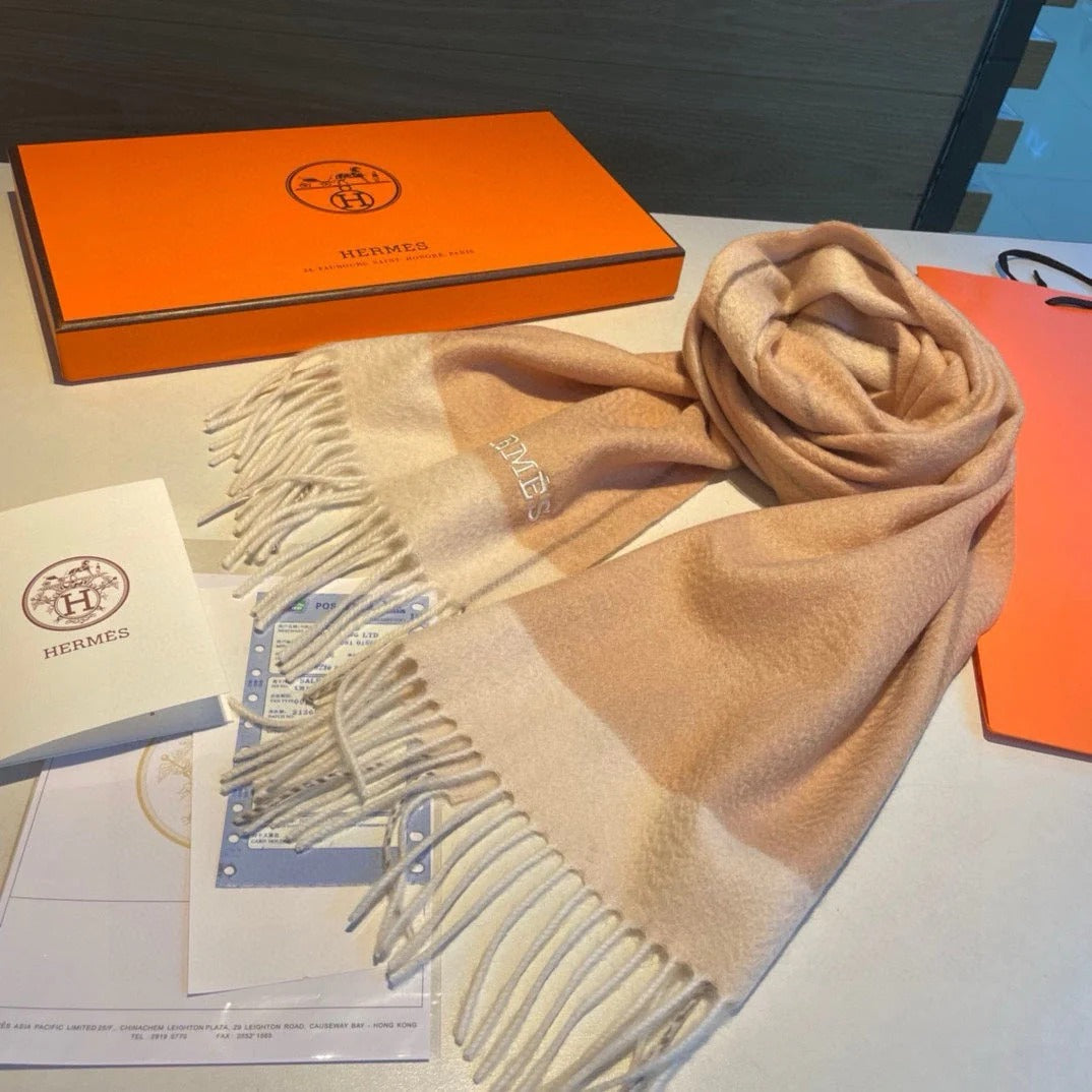 SCARF 180 CM IN CAMEL BEIGE MIX WHITE CASHMERE 366048