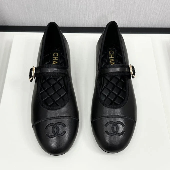 Chanel 2026 Mary Jane Ballet Flat Black Cowhide 597285