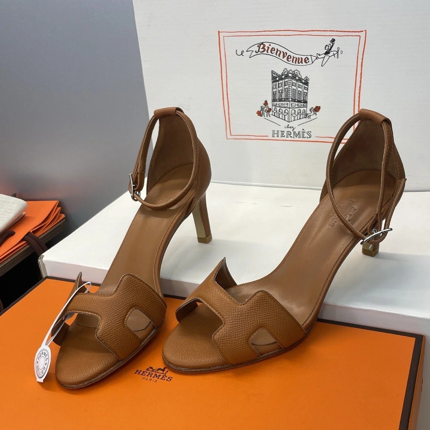 HM 26ss High Heel Sandals 70 Brown Cowhide 607117