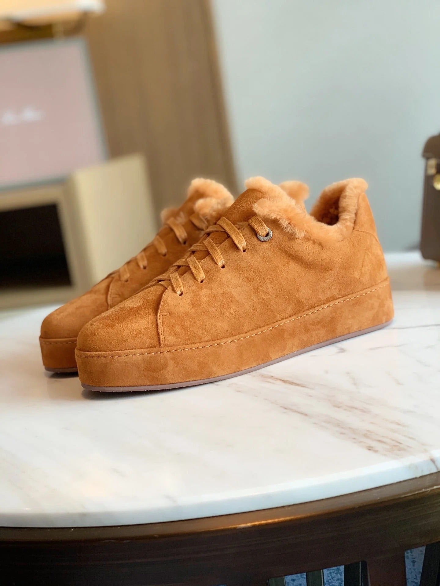 LP WINTER NUAGES SNEAKERS CARAMEL LAMBSKIN FUR