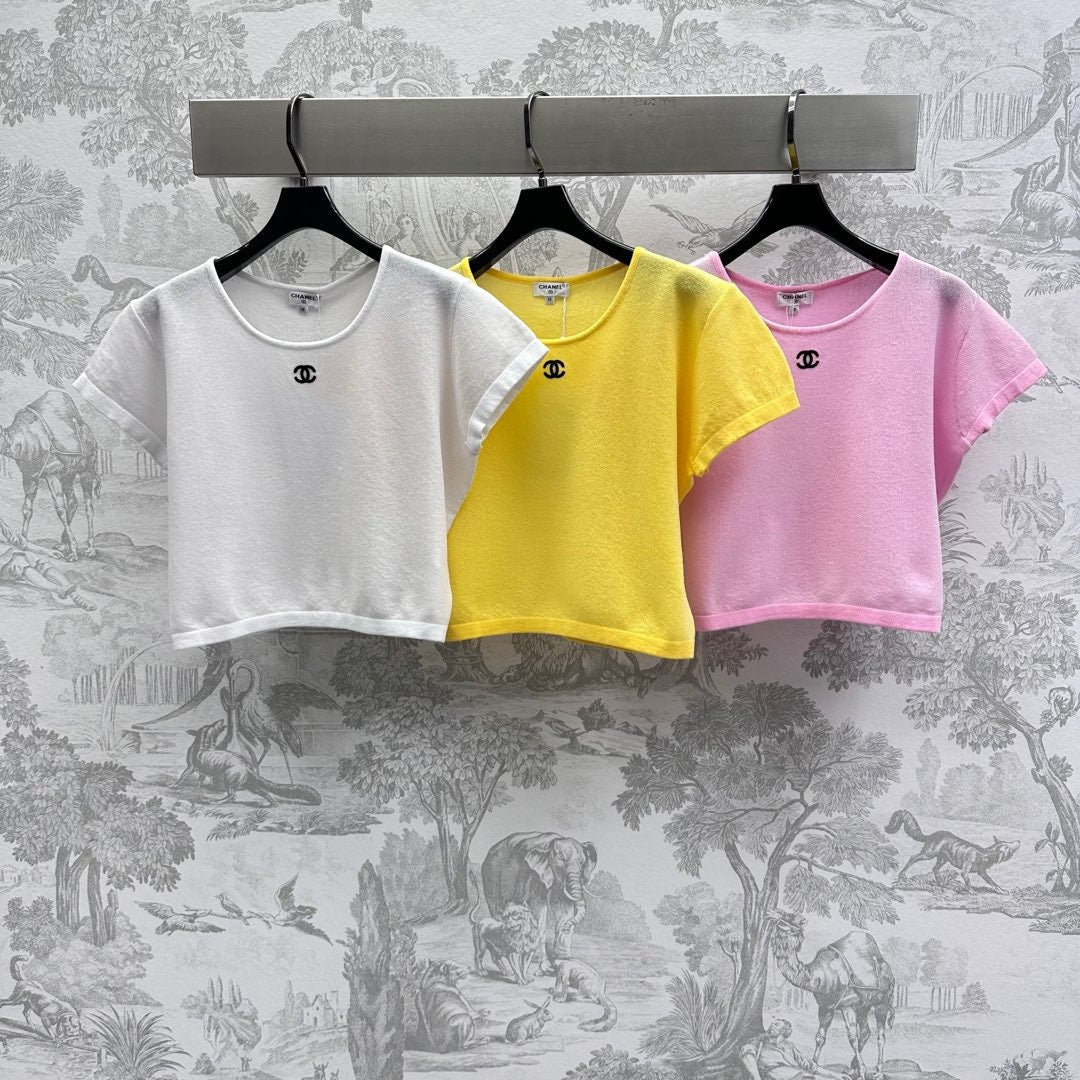 CHANEL SHORT SLEEVE CREW NECK KNIT TOP 263667