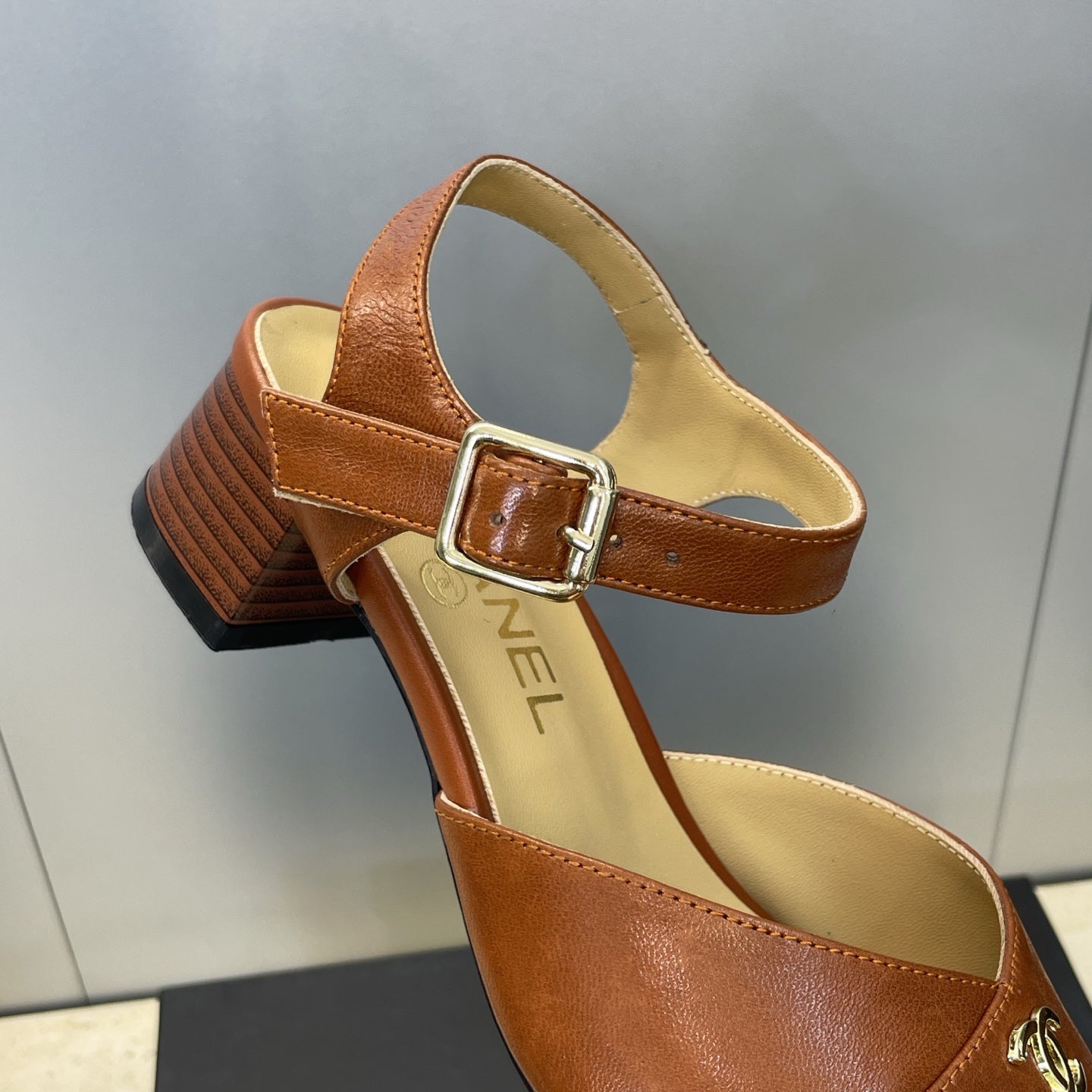 CC 26 Heeled Sandal 45mm Brown Beige Sheepskin 607474