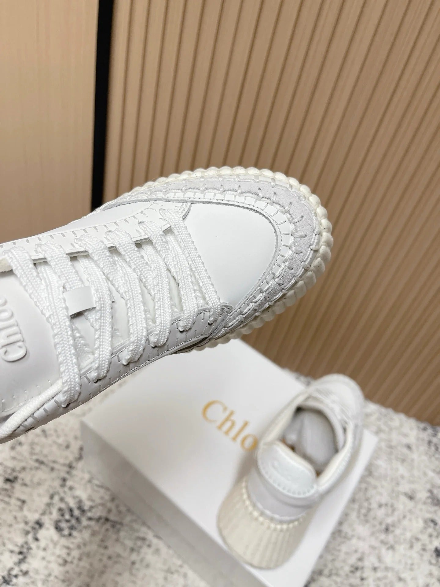Chloé Nama Wedge Sneaker White Cowhide and Rubber 534224