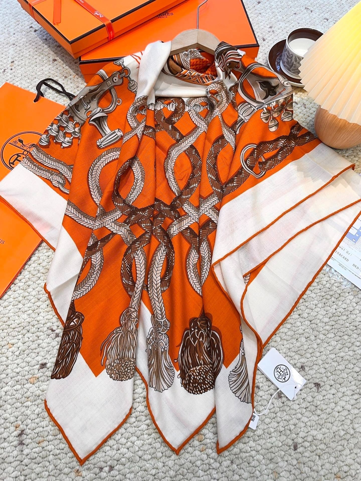 HERMES 25S SCARF 140 IN CASHMERE SILK 854539