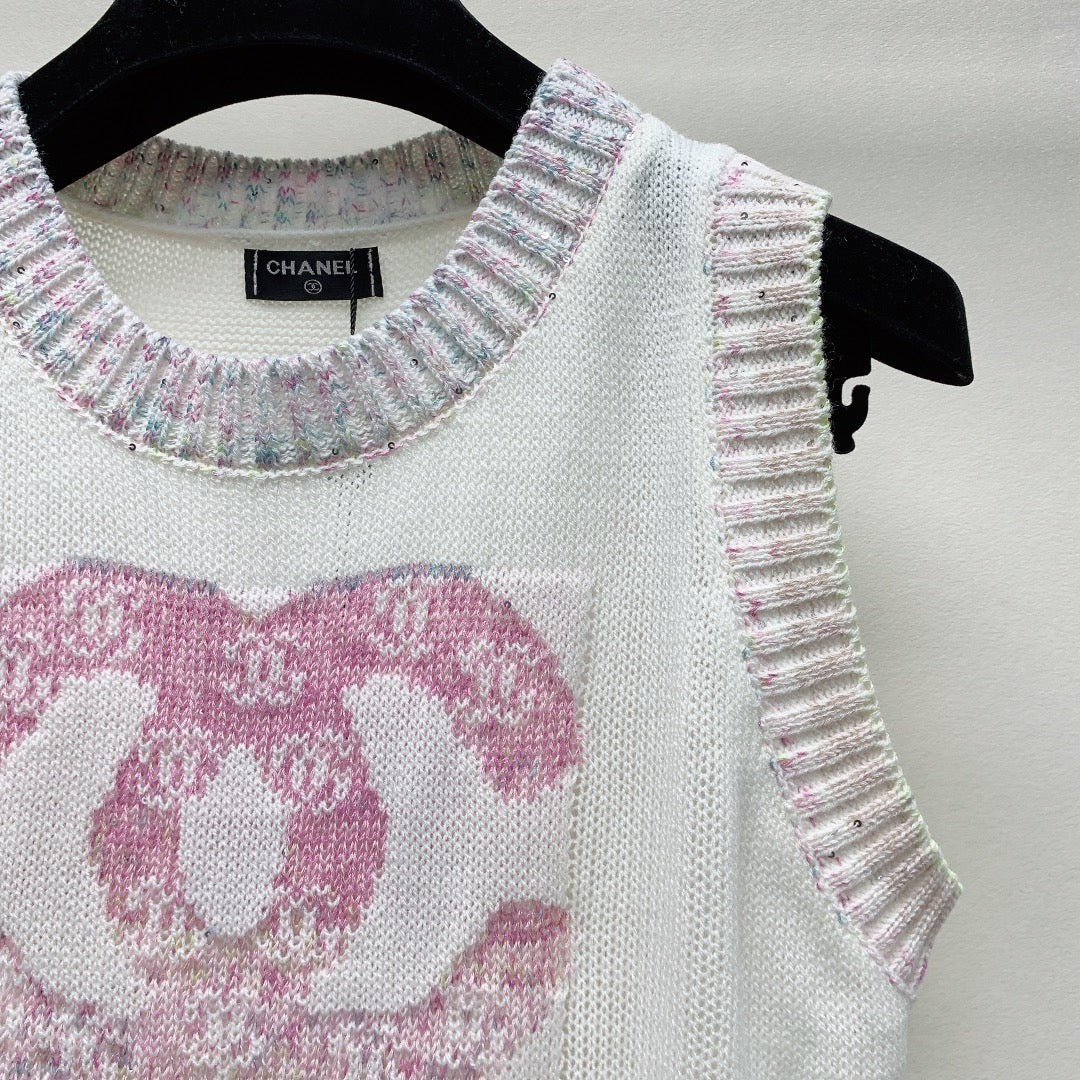 CC CREW NECK SLEEVELESS KNIT TOP 228214