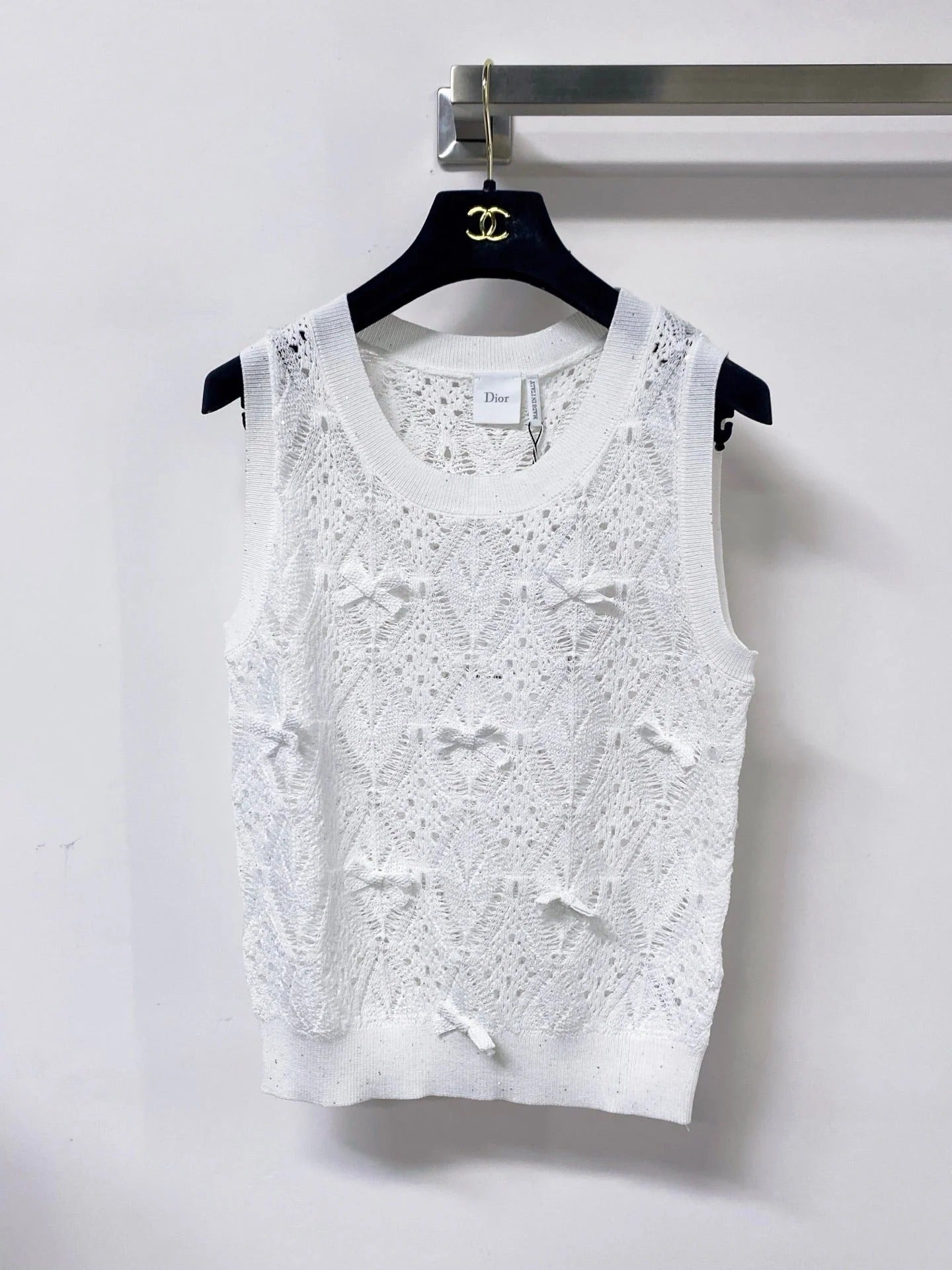 Dior 2026 Knit Vest Decorative Bow Pattern Cotton 479899
