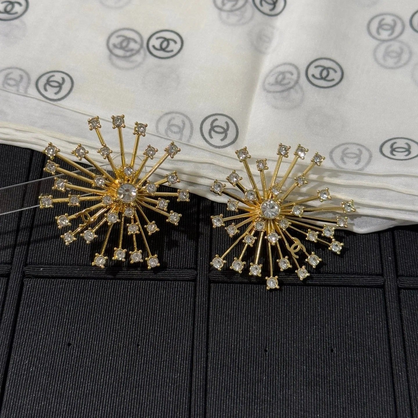Chanel 2026 Sparkling Crystal Double C Firework Earrings
