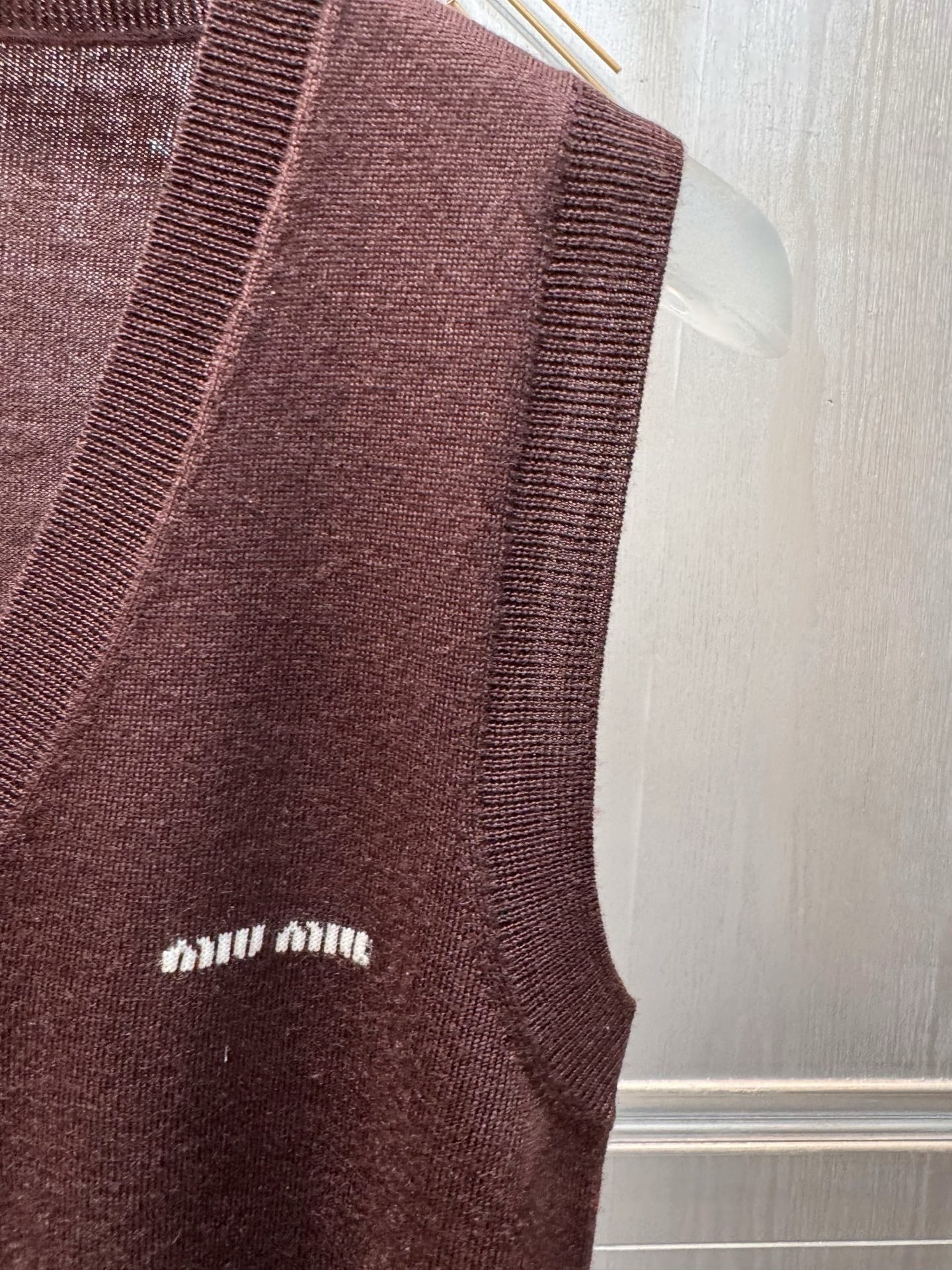 Miumiu 2026 Knit Vest Coffee Brown Wool