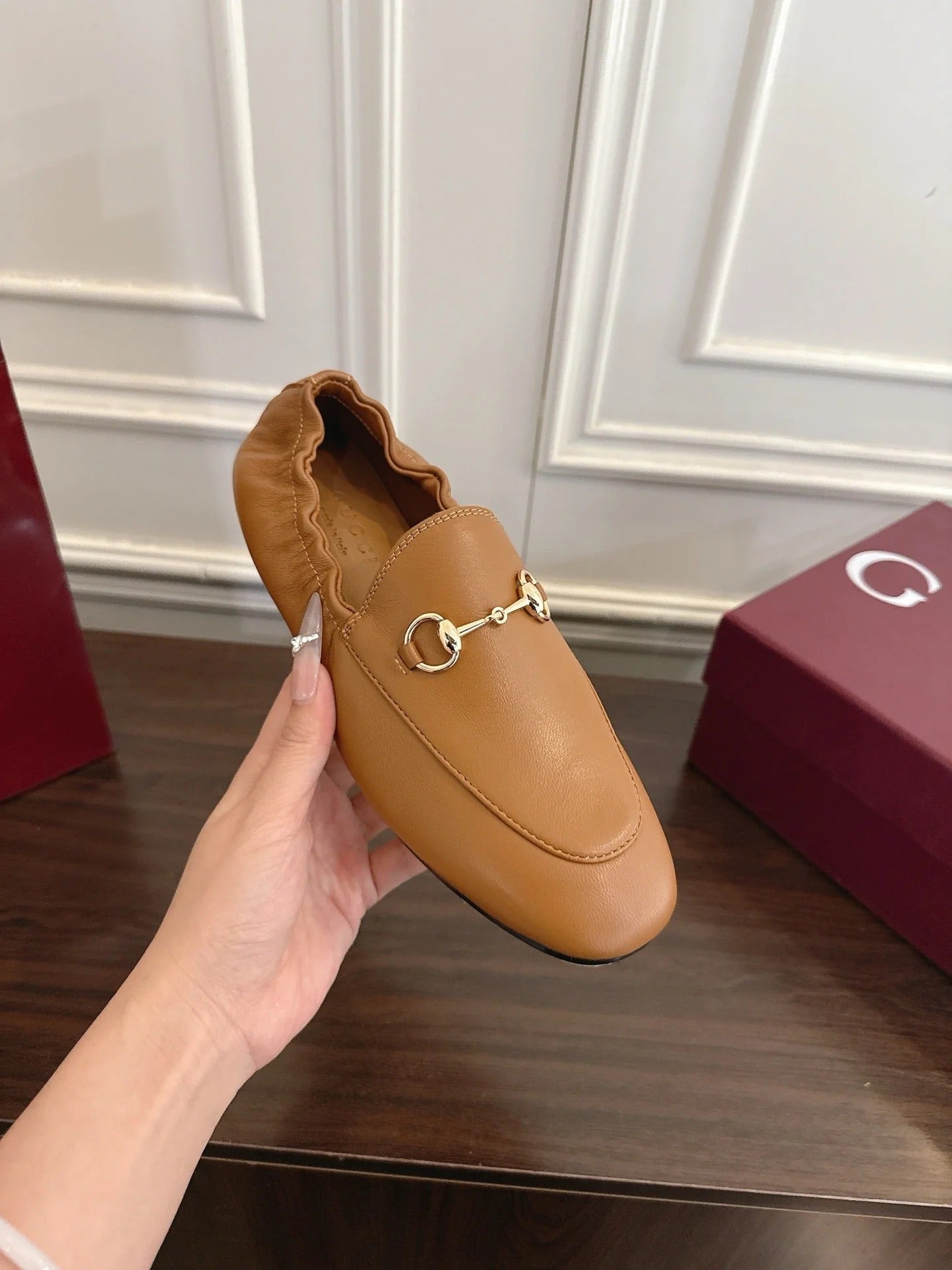 GG 26SS Loafers Camel Brown Calfskin 645950