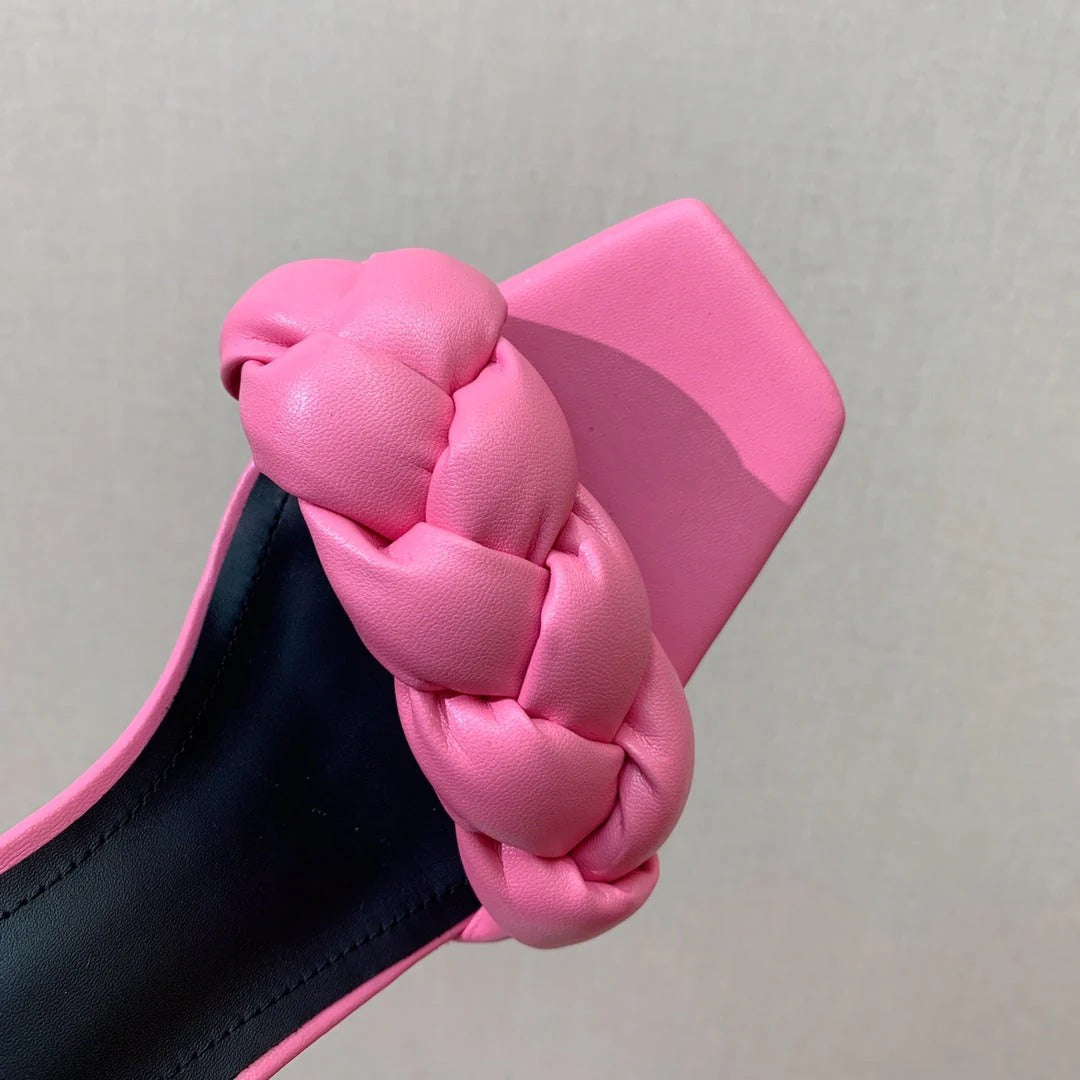 BALMAIN 25S ANKLE STRAP HIGH HEEL 95MM IN PINK CALFSKIN